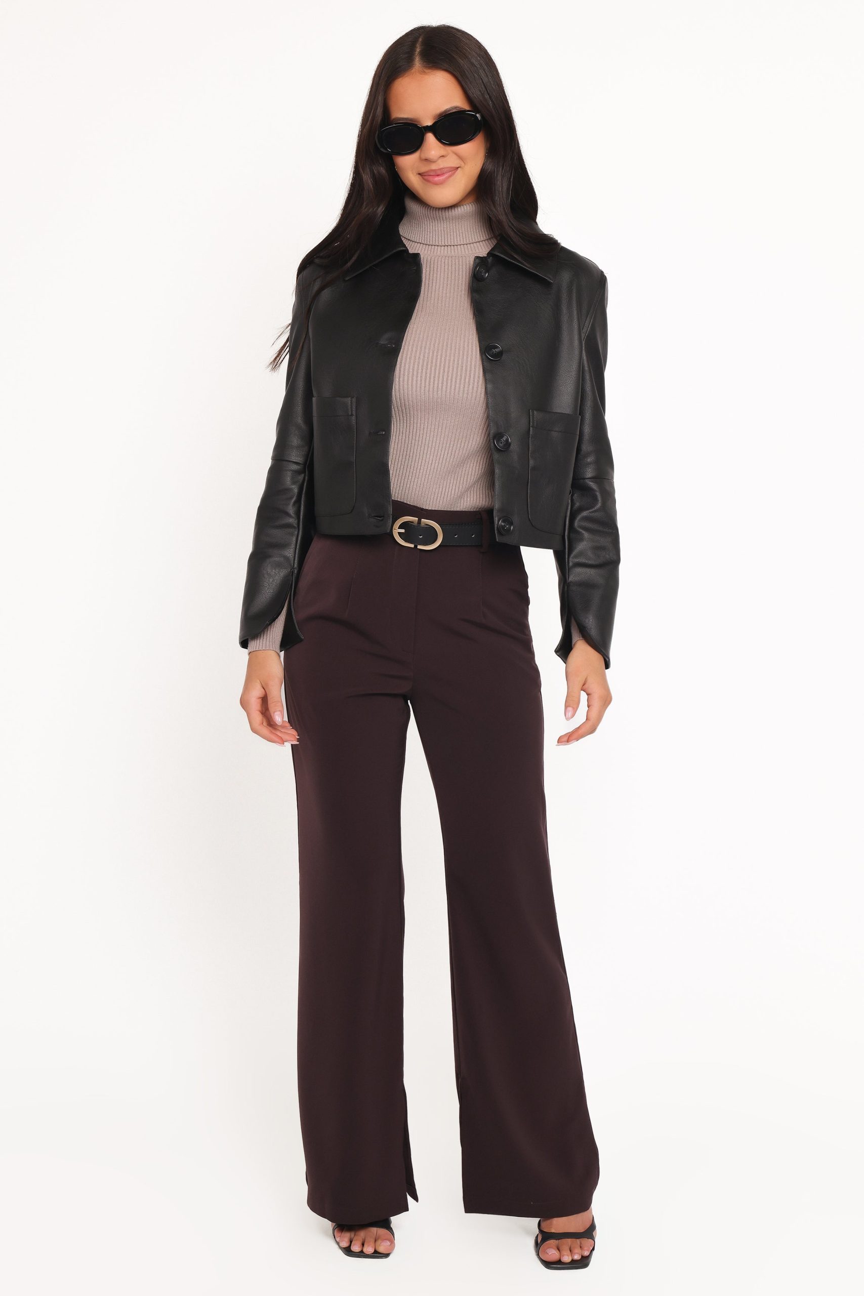 Hope Crop Faux Leather Jacket - Black - Image 5