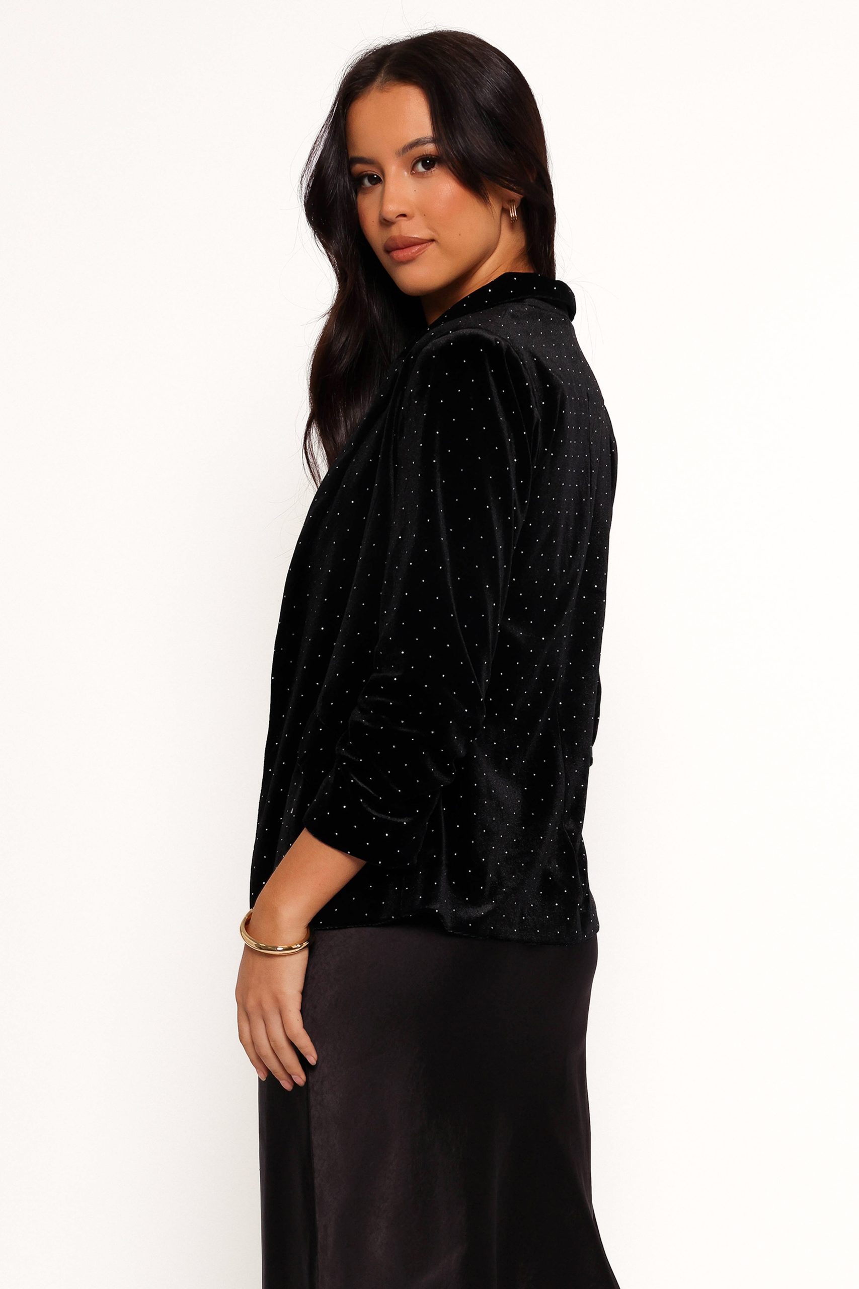 Inka All over Rhinestone Velvet Blazer - Black - Image 4