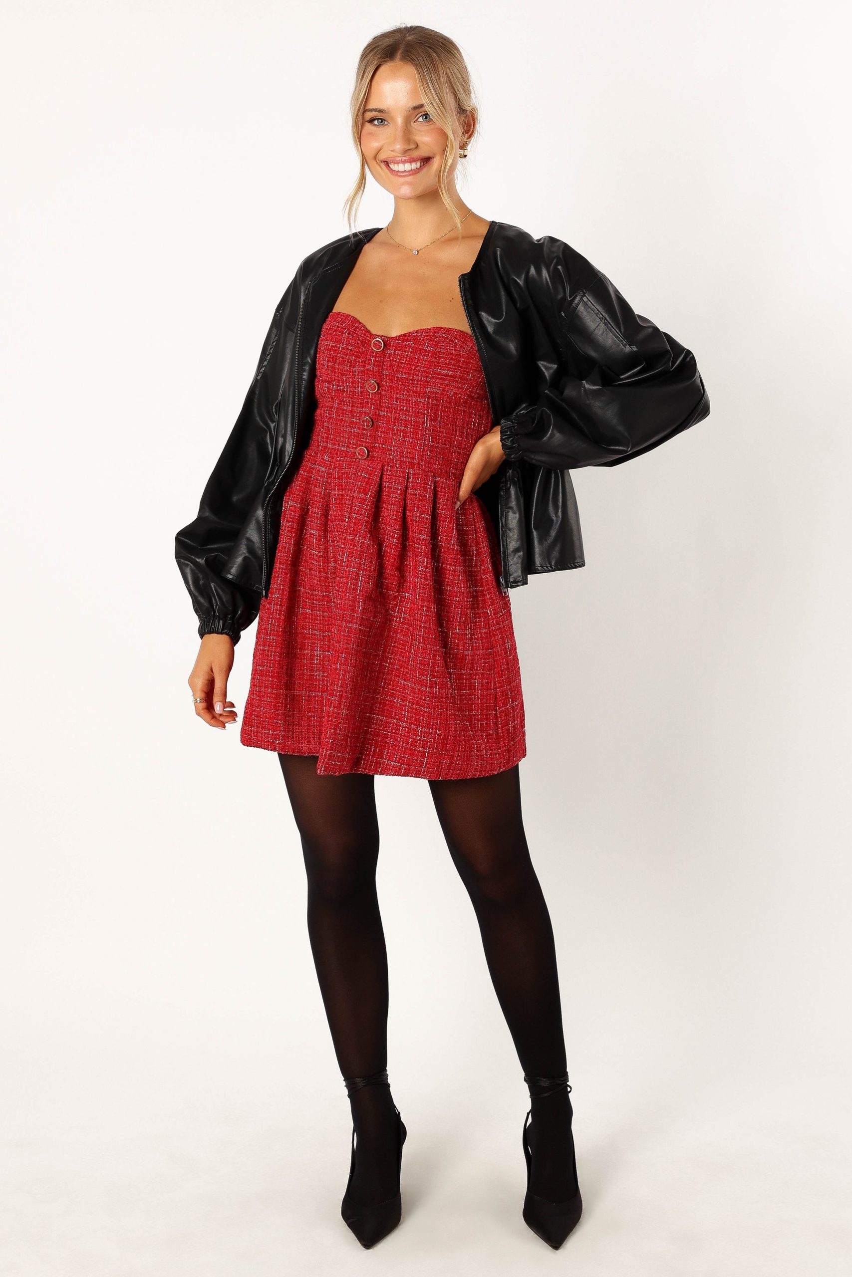 Ivanna Faux Leather Puff Sleeve Jacket - Black - Image 7