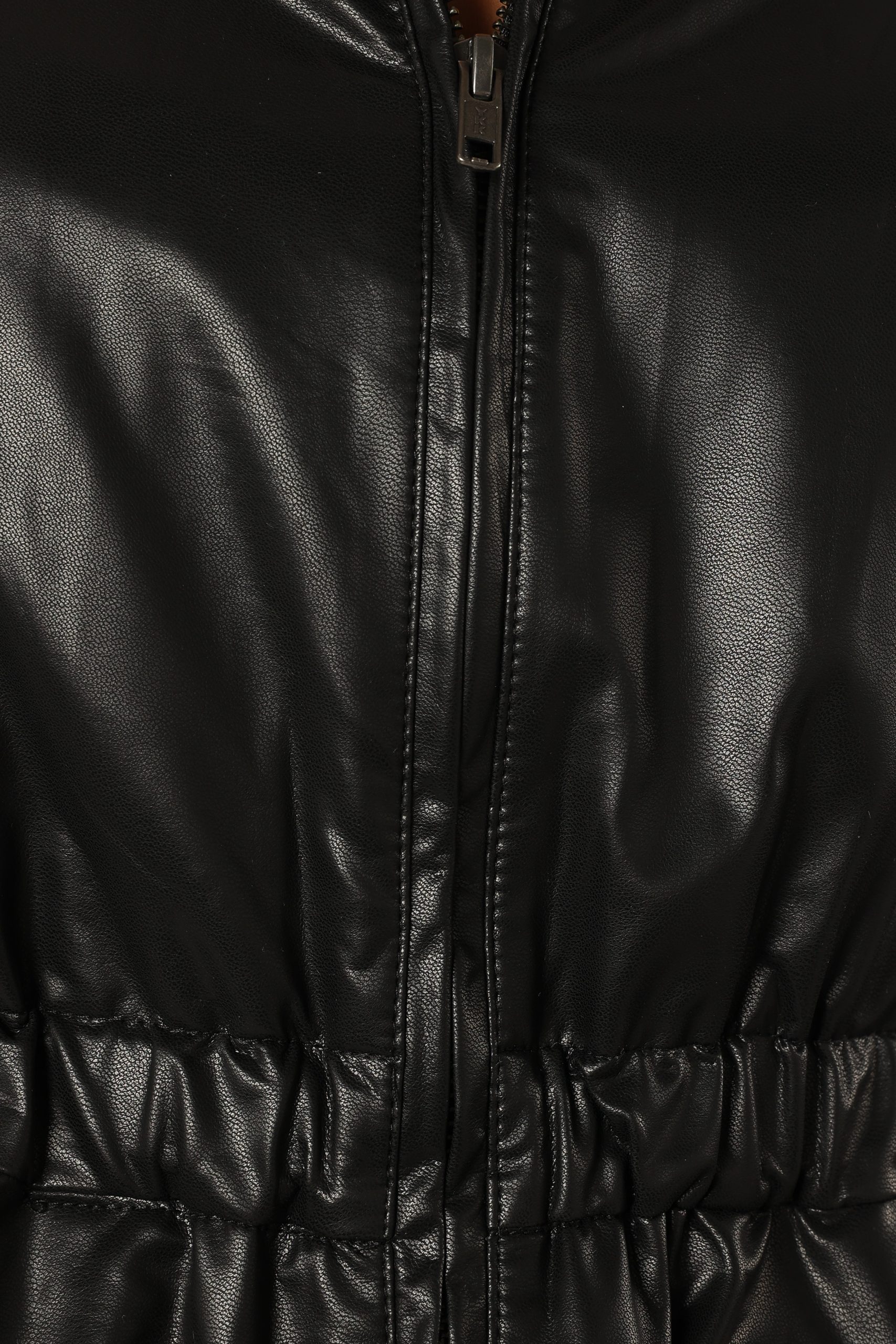 Ivanna Faux Leather Puff Sleeve Jacket - Black - Image 8