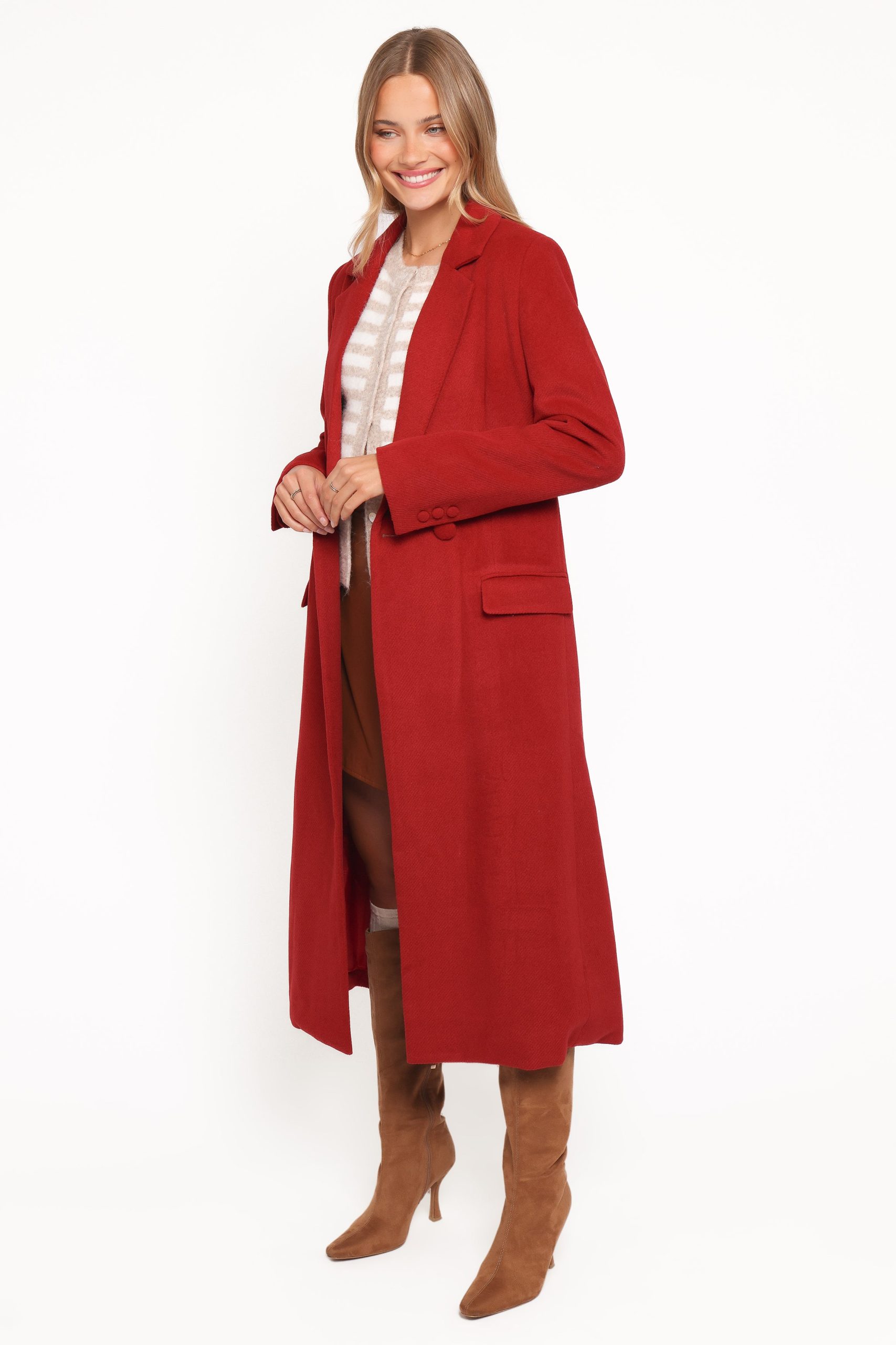 Jett Long Blazer Coat - Red - Image 3