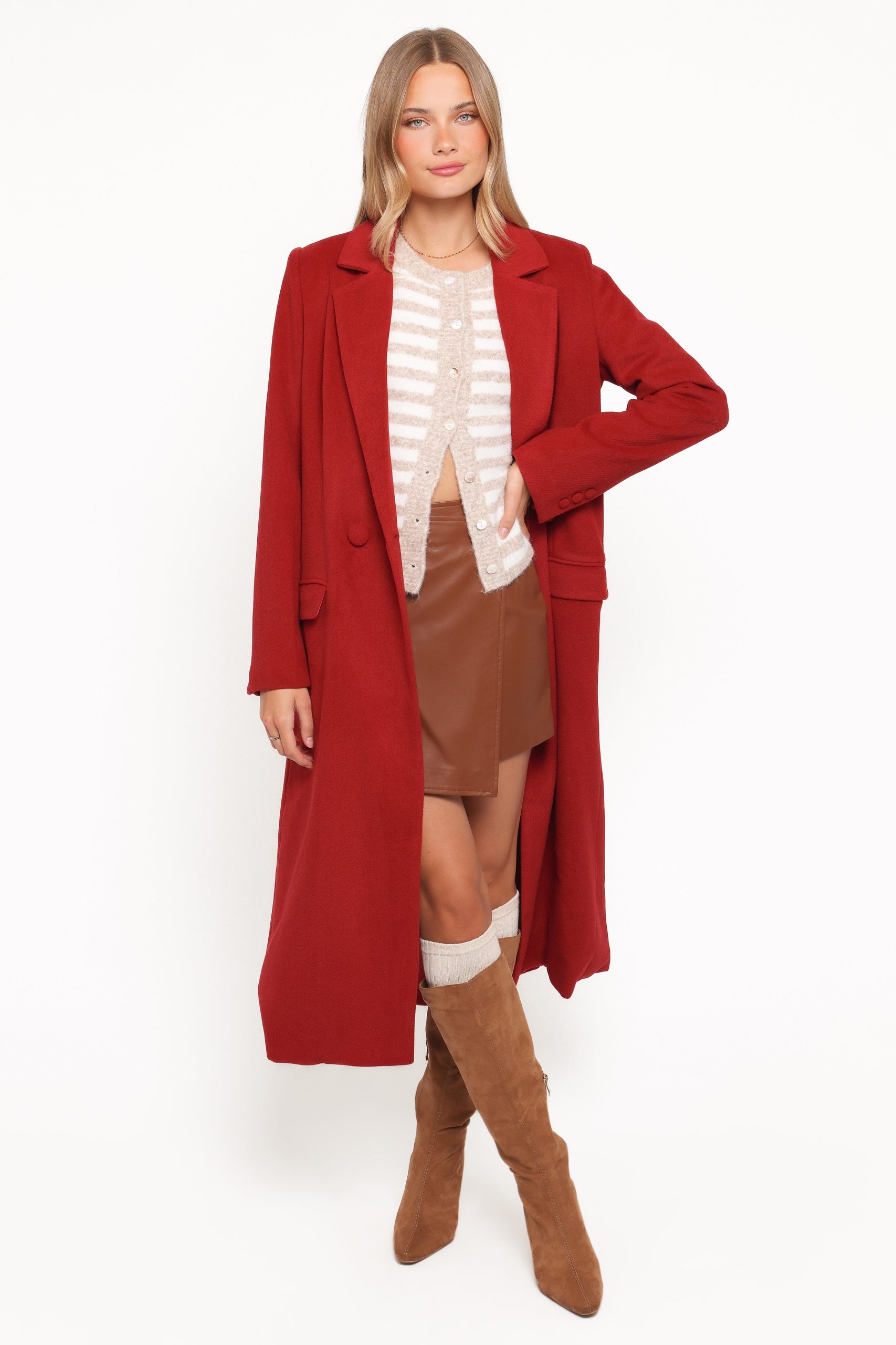 Jett Long Blazer Coat - Red - Image 6