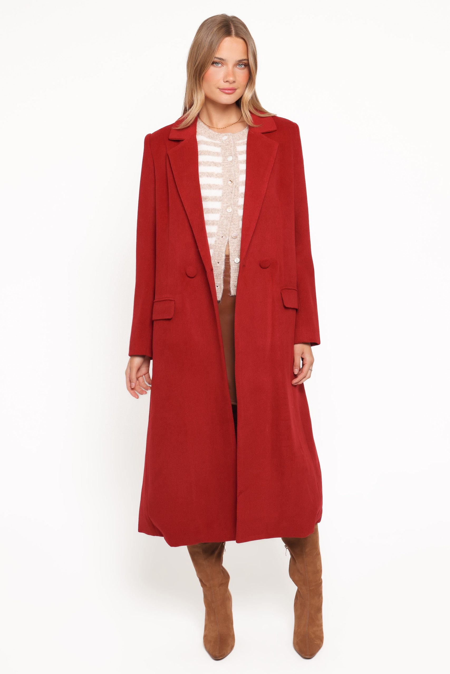 Jett Long Blazer Coat - Red - Image 7