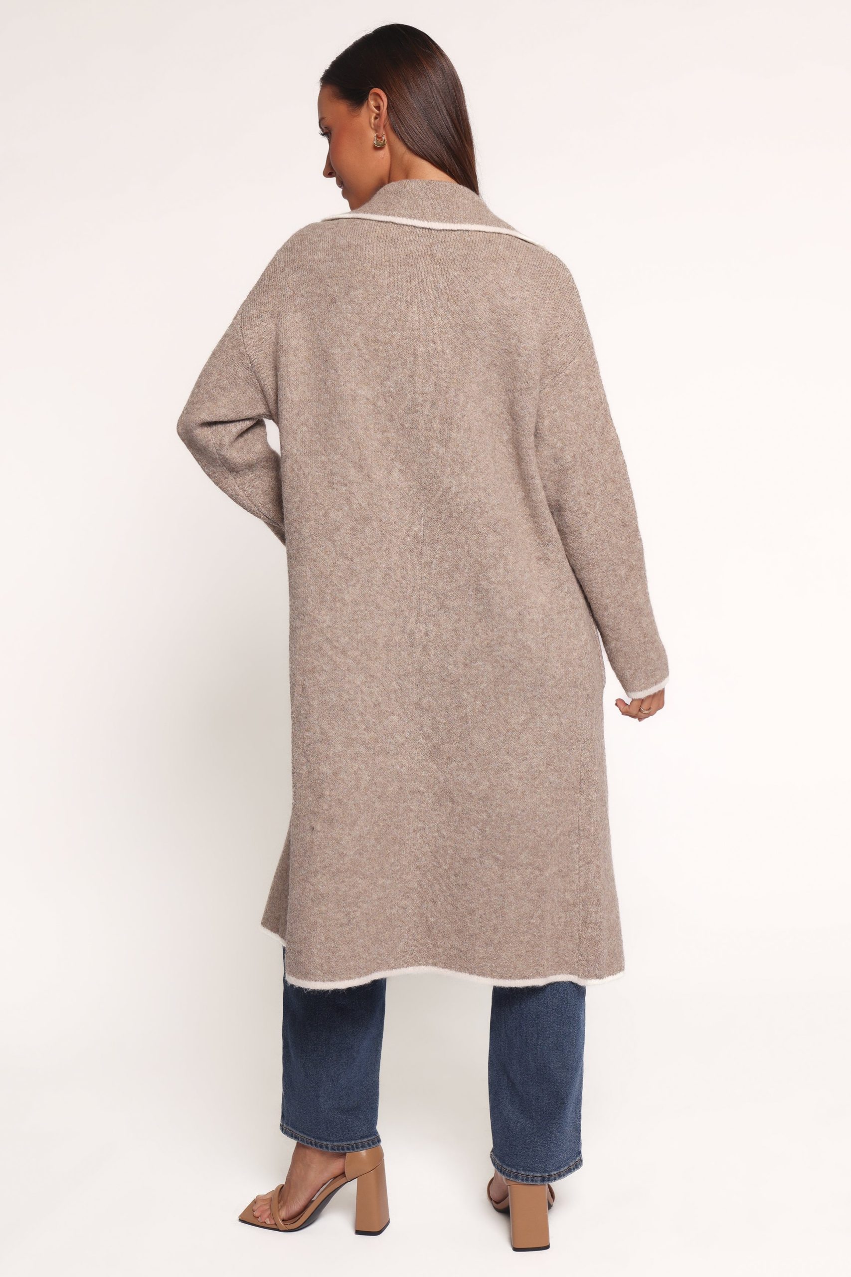 Katia Contrast Trim Coatigan - Beige - Image 4