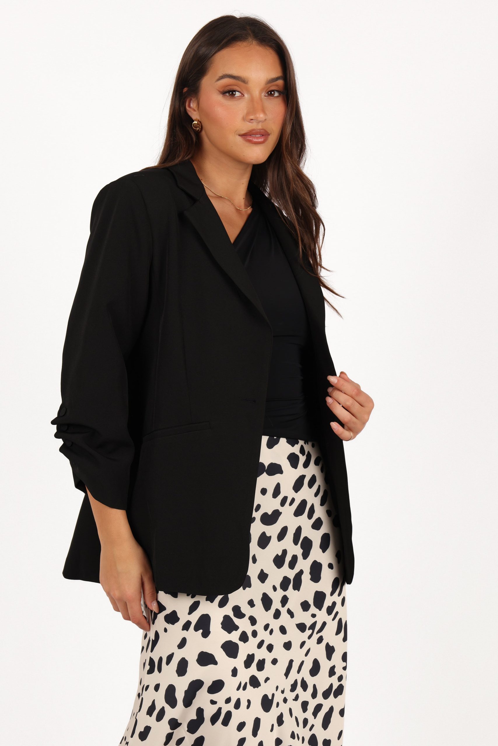 Kelby Slouch Sleeve Blazer - Black - Image 5