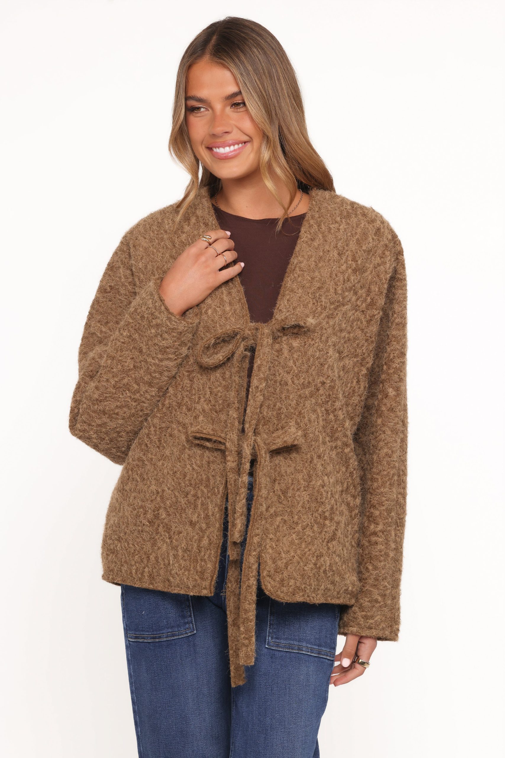 Kimmy Bow Oversized Cardigan - Moss - Image 2