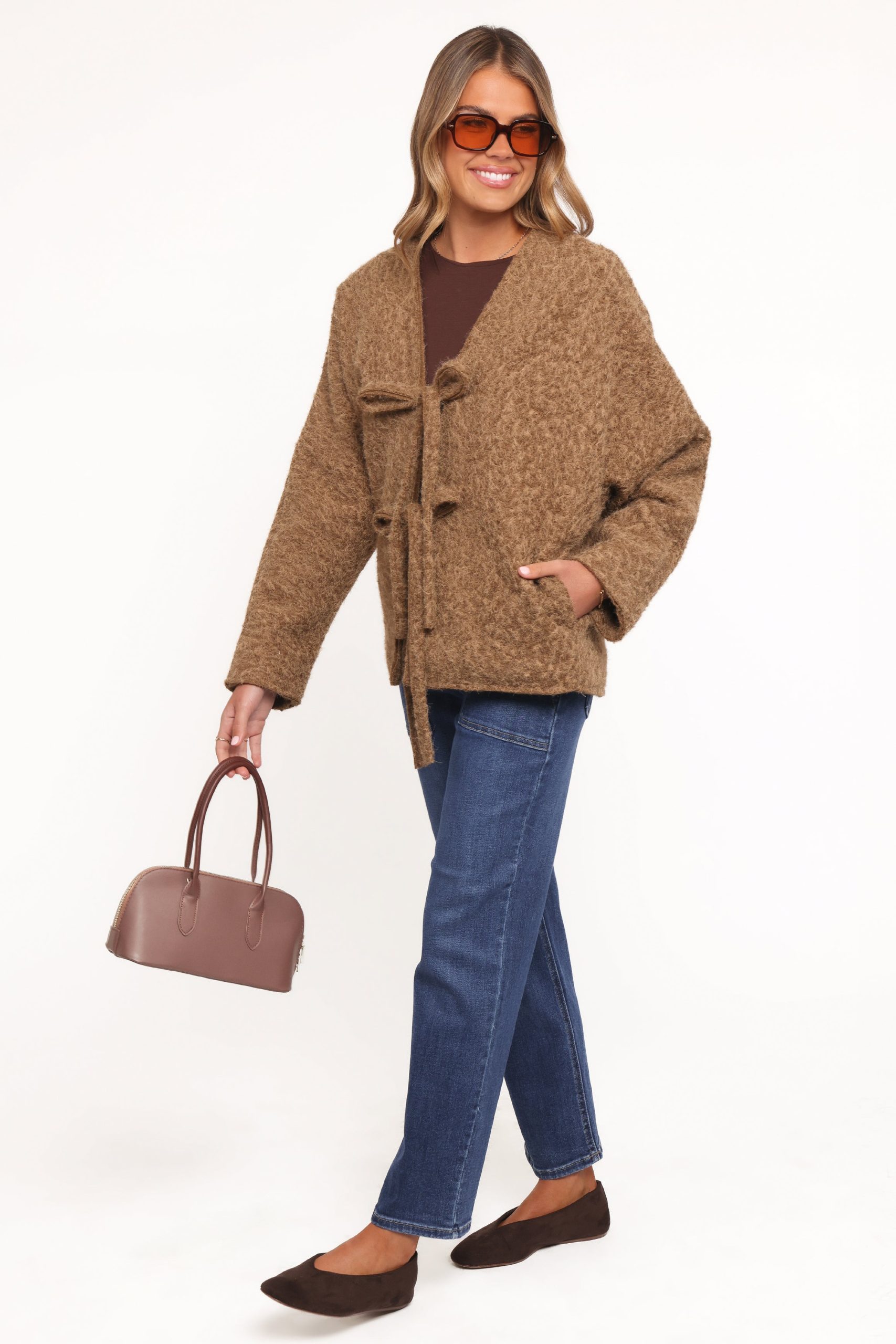 Kimmy Bow Oversized Cardigan - Moss - Image 3