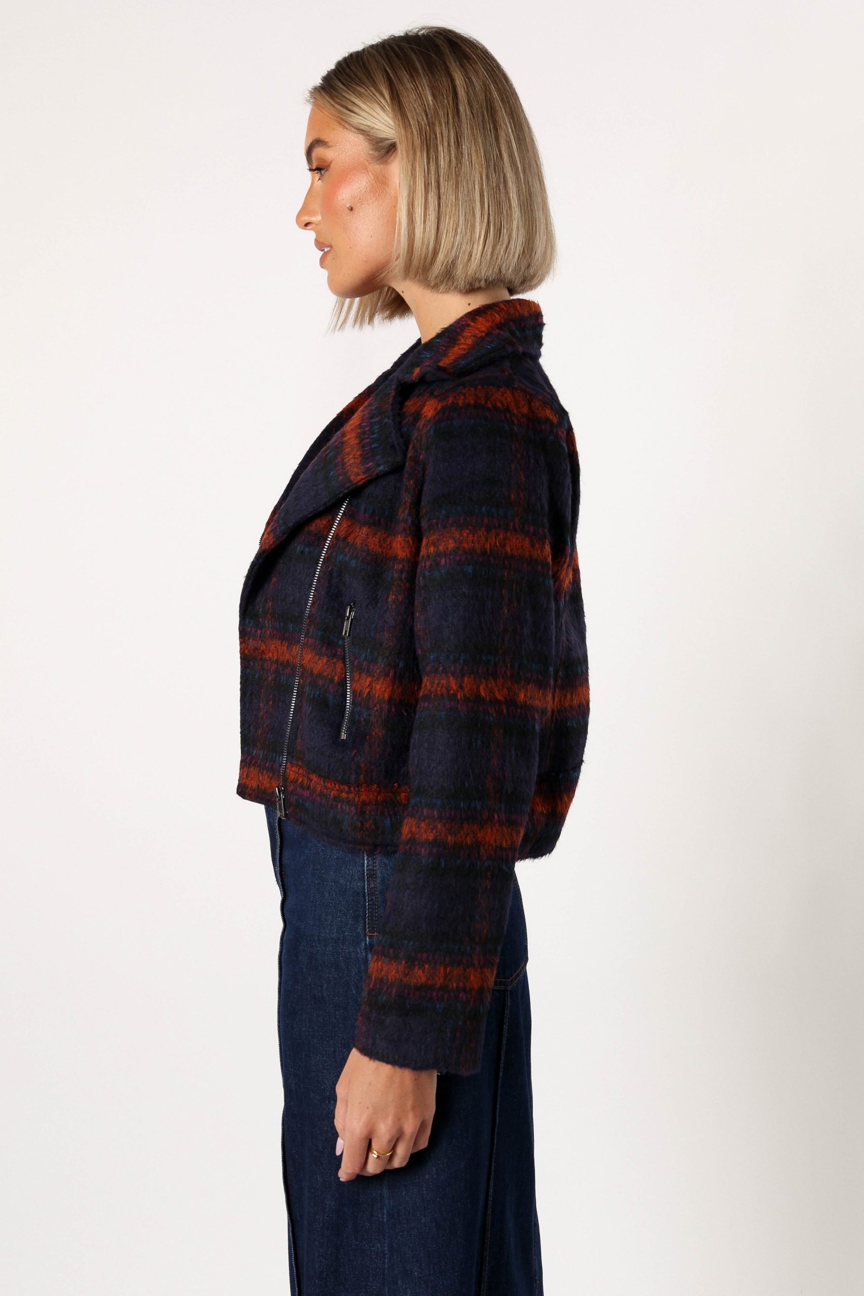 Logan Plaid Jacket - Navy/Teal - Image 2