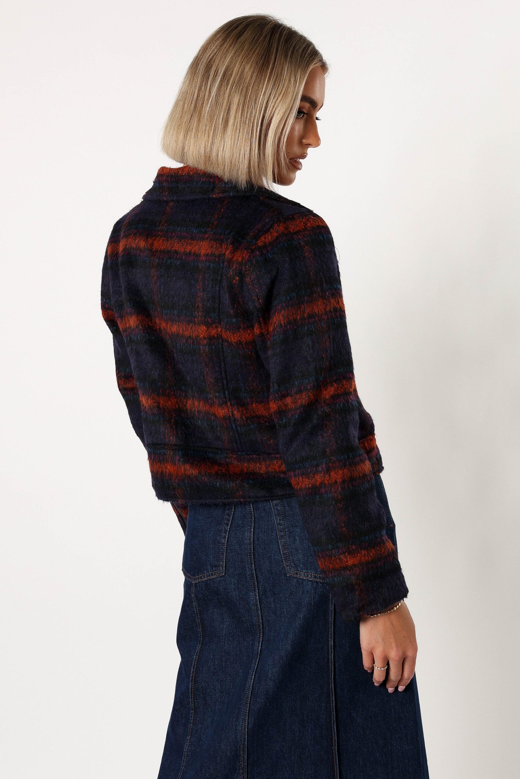 Logan Plaid Jacket - Navy/Teal - Image 3
