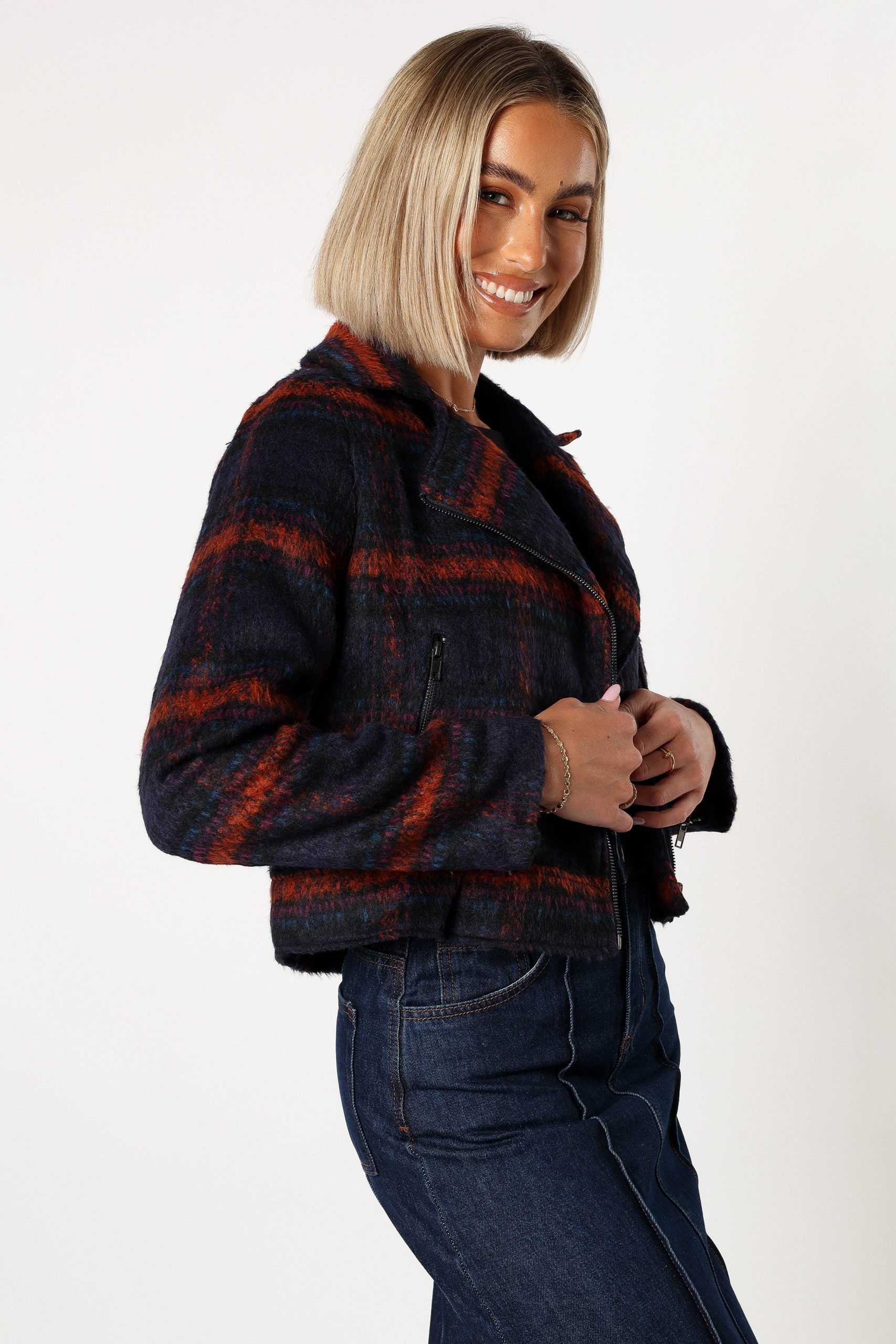 Logan Plaid Jacket - Navy/Teal - Image 4
