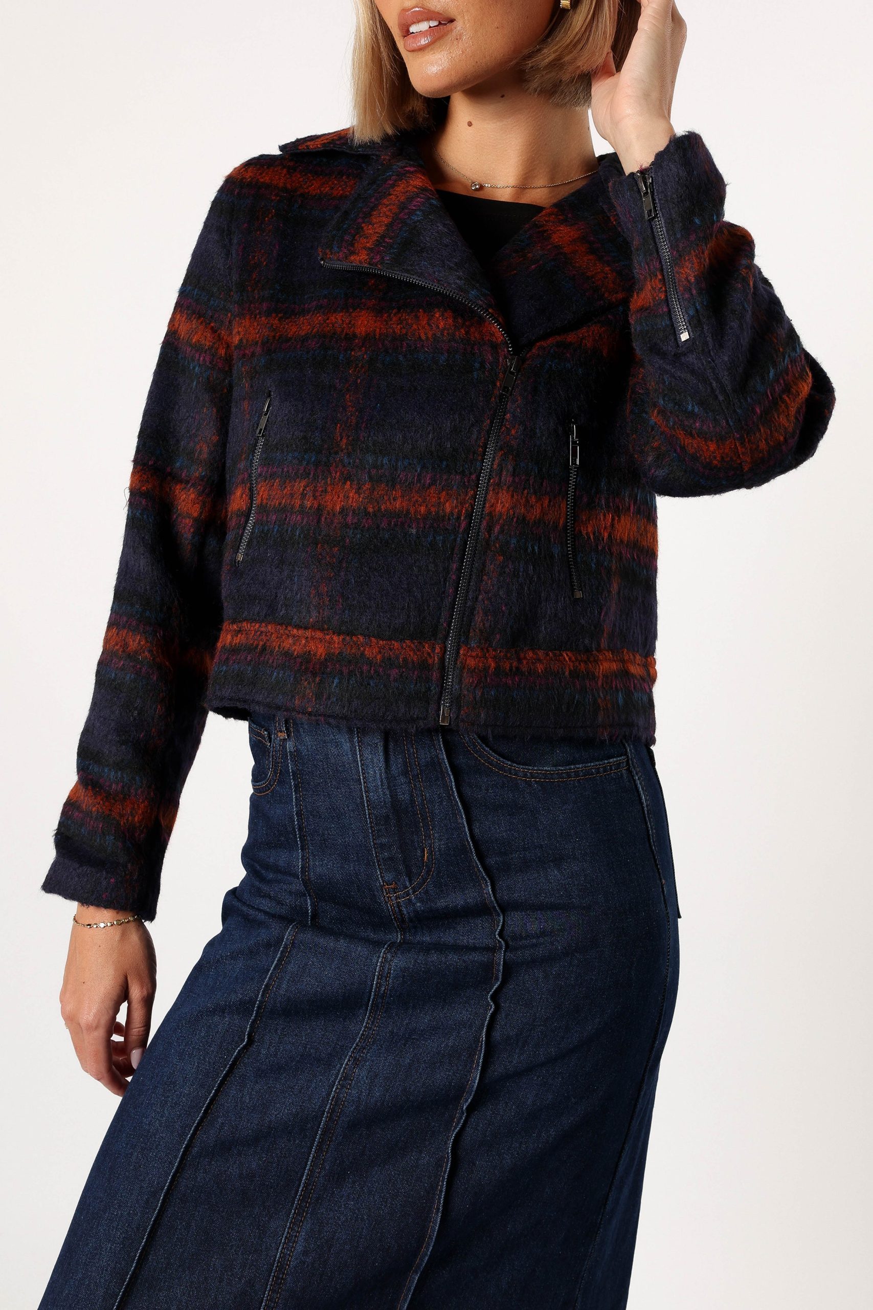 Logan Plaid Jacket - Navy/Teal - Image 6