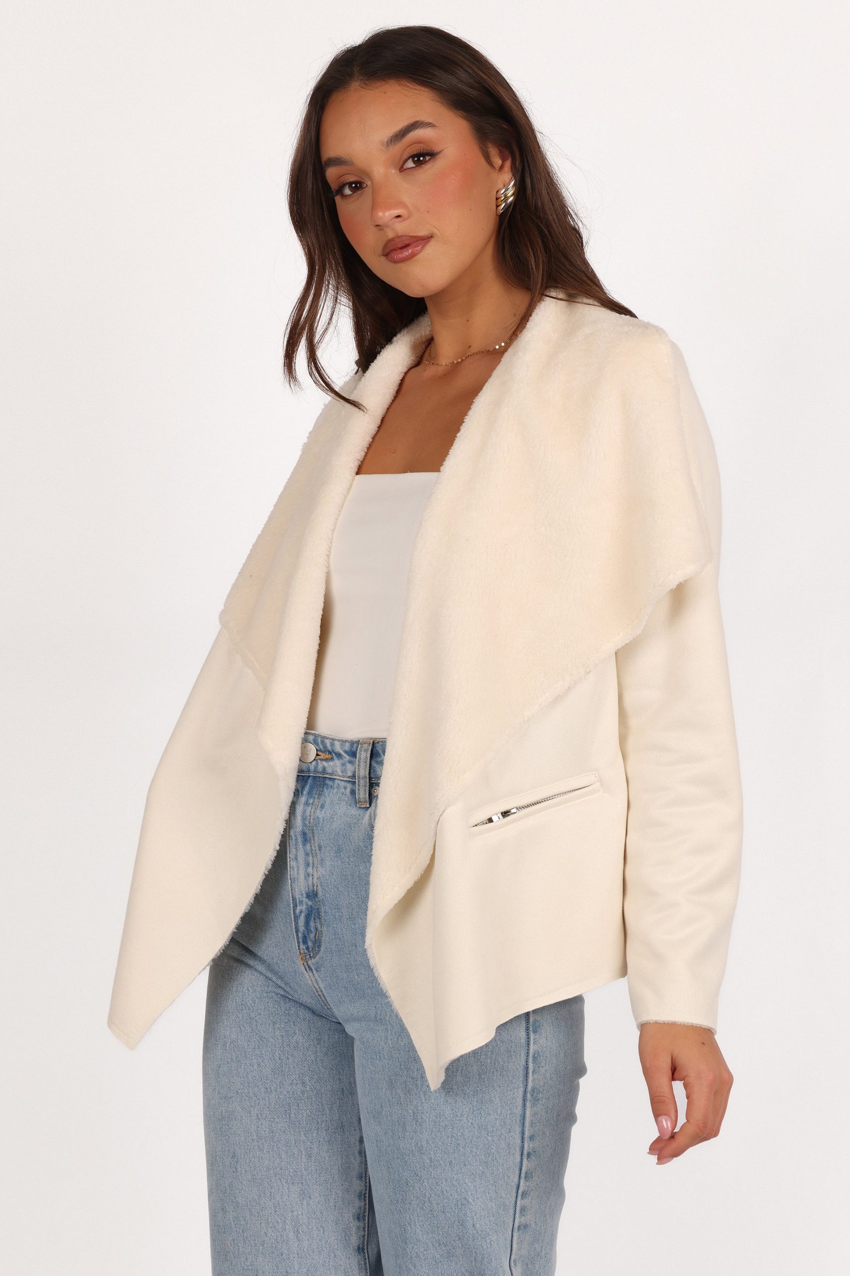 Lopez Faux Sherling Jacket - Cream - Image 3