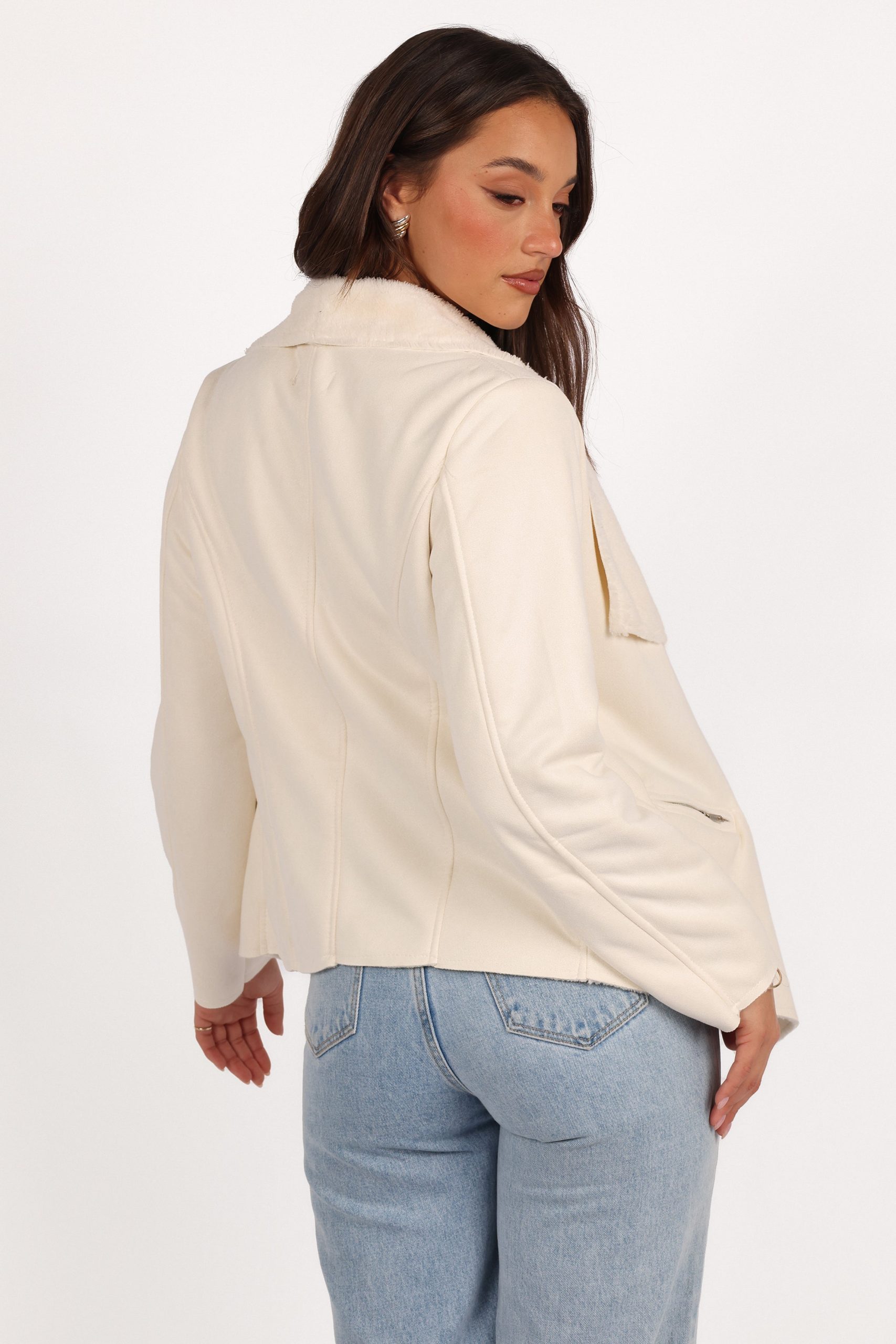 Lopez Faux Sherling Jacket - Cream - Image 4