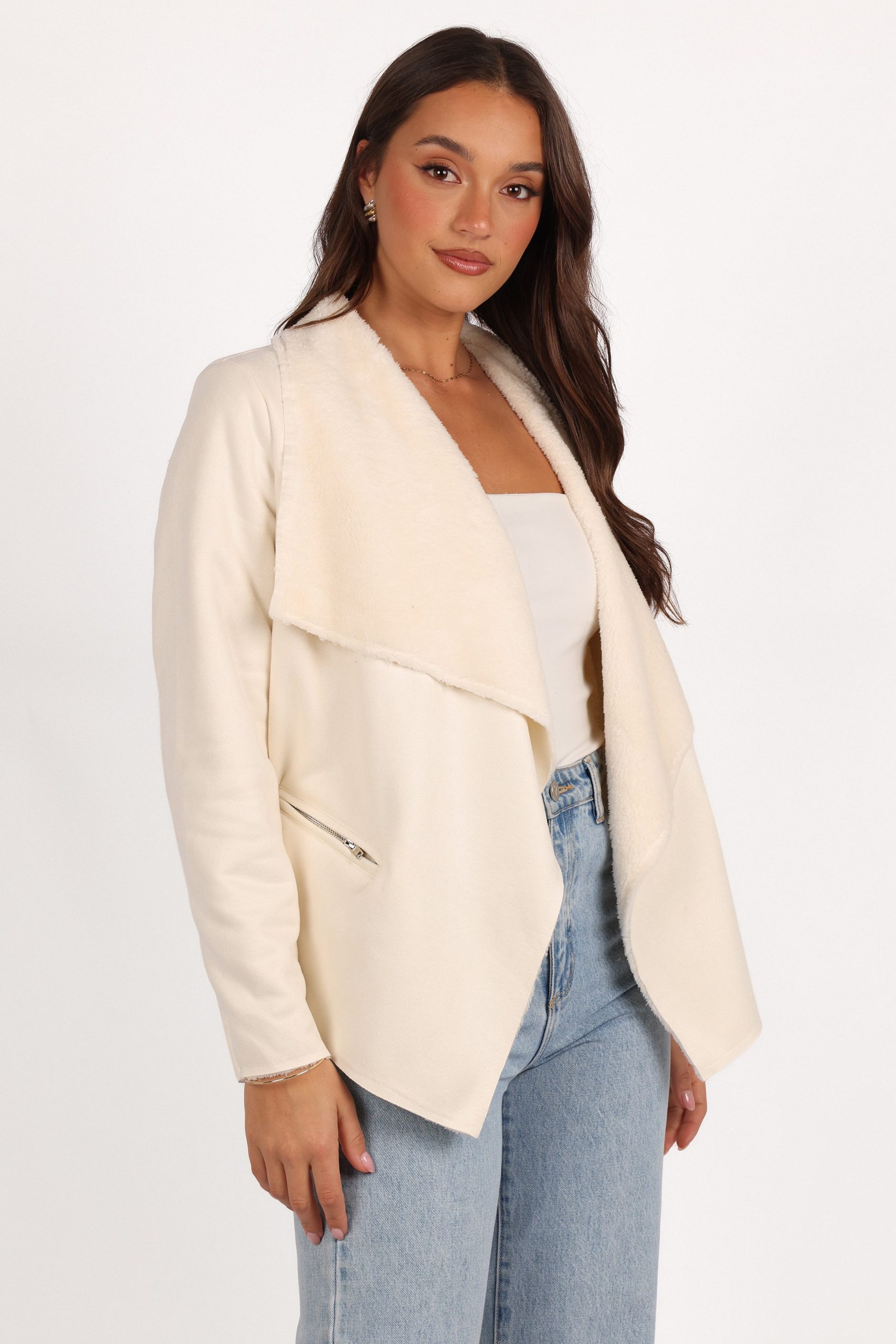 Lopez Faux Sherling Jacket - Cream - Image 5