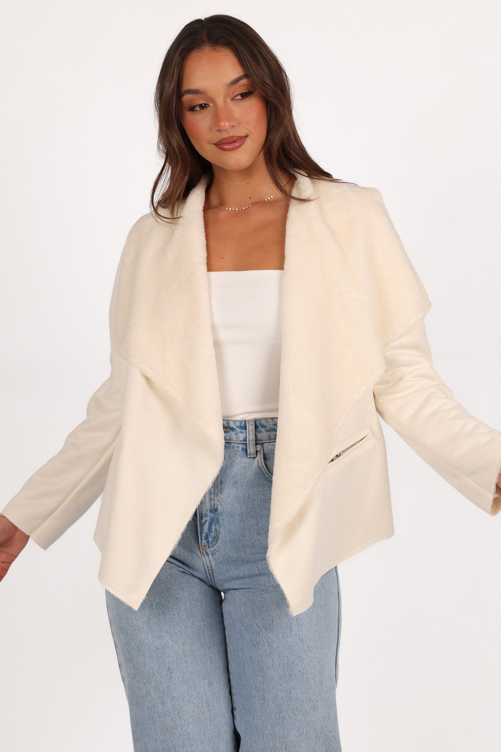 Lopez Faux Sherling Jacket - Cream - Image 6