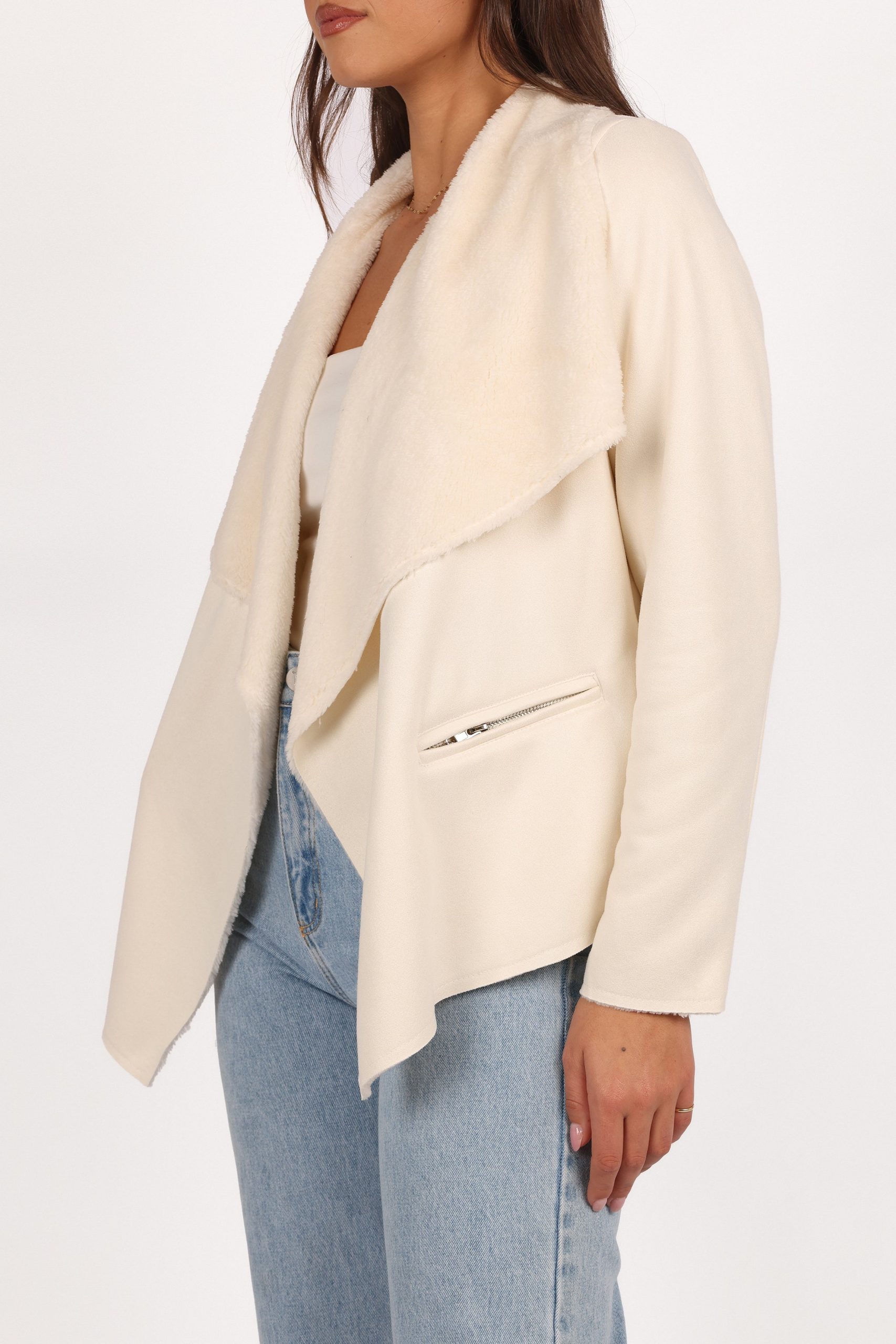 Lopez Faux Sherling Jacket - Cream - Image 7