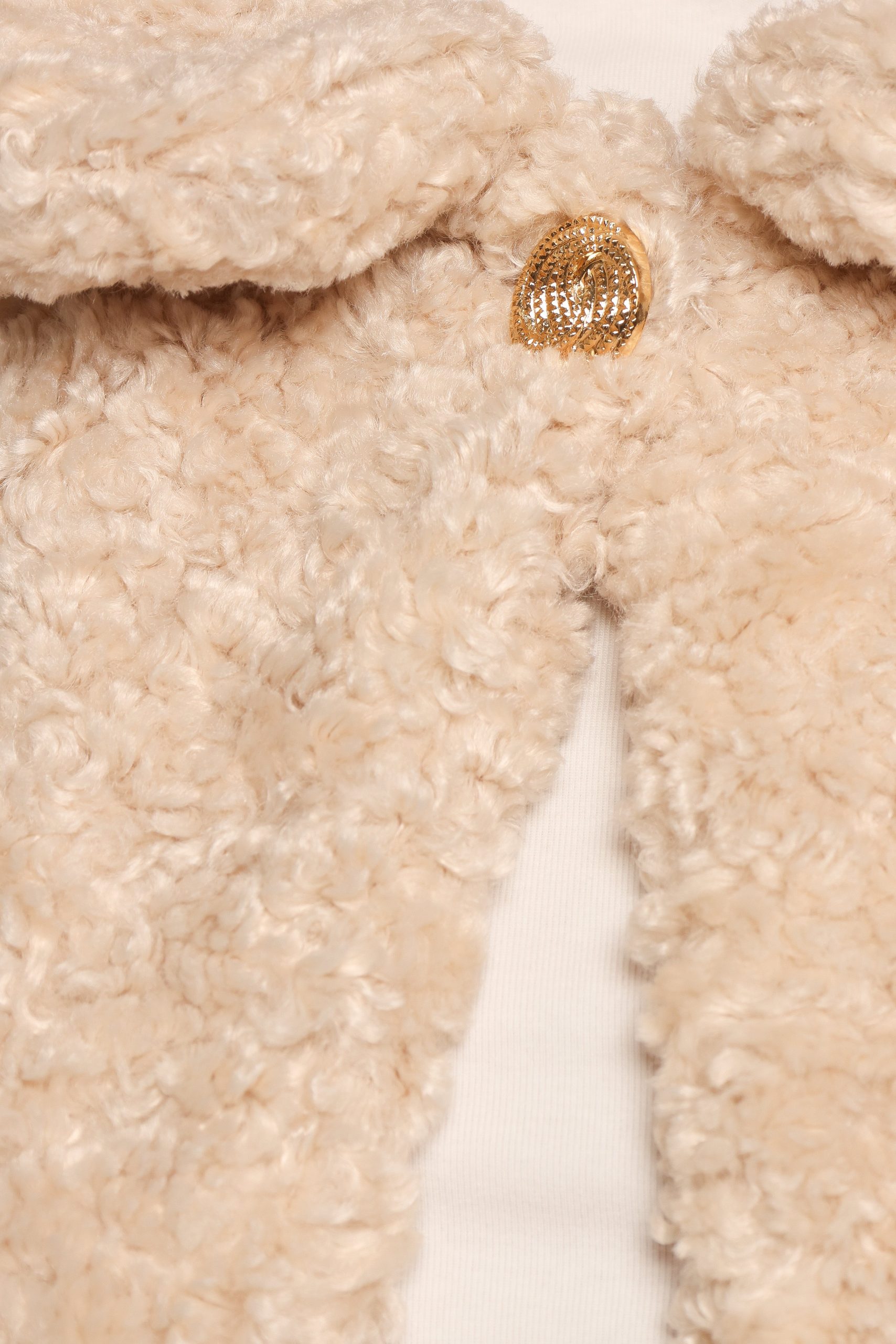 Lucie Faux Fur Crop Jacket - Cream - Image 10
