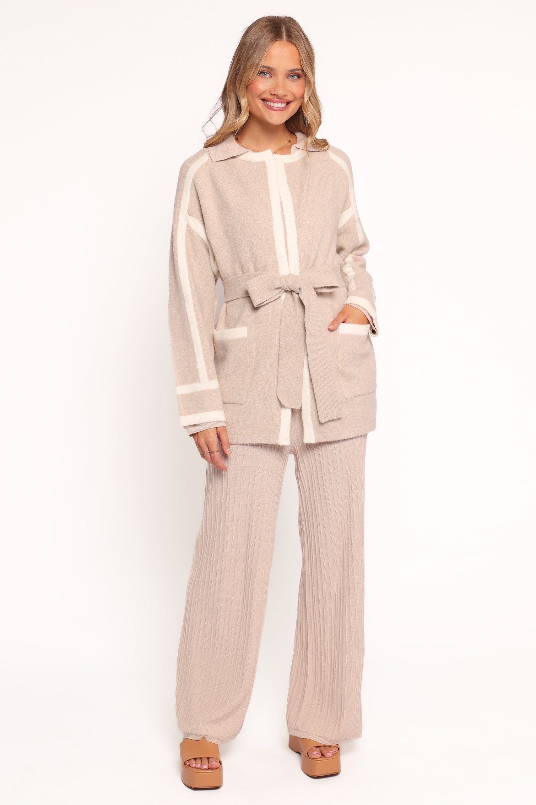 Maloney Tie Front Coatigan - Beige - Image 5