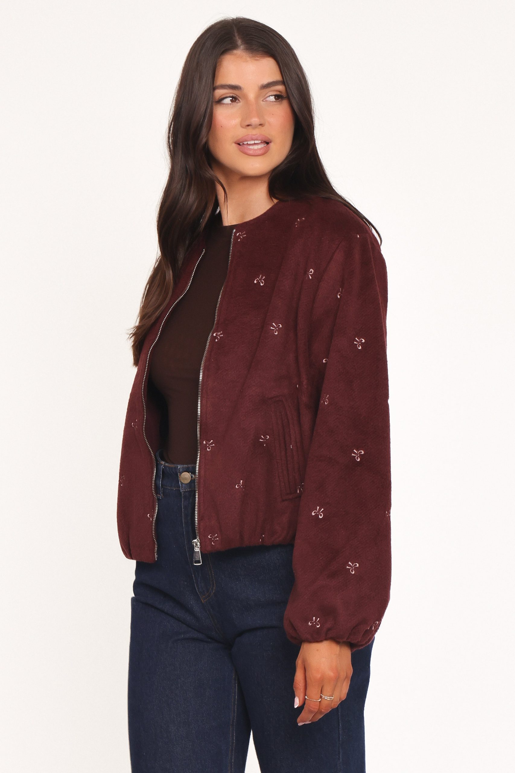 Marla Cropped Bomber - Cherry - Image 3