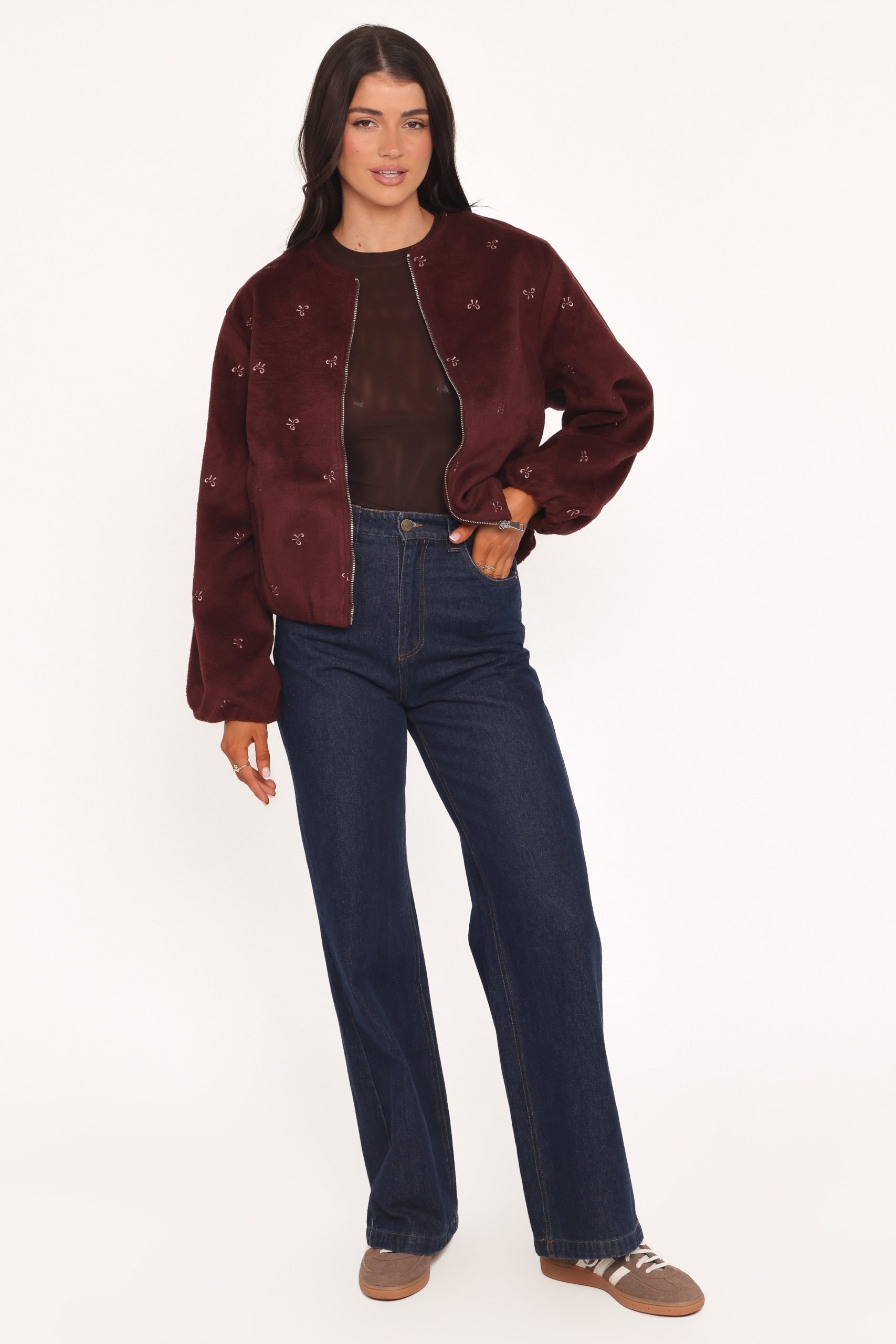 Marla Cropped Bomber - Cherry - Image 5