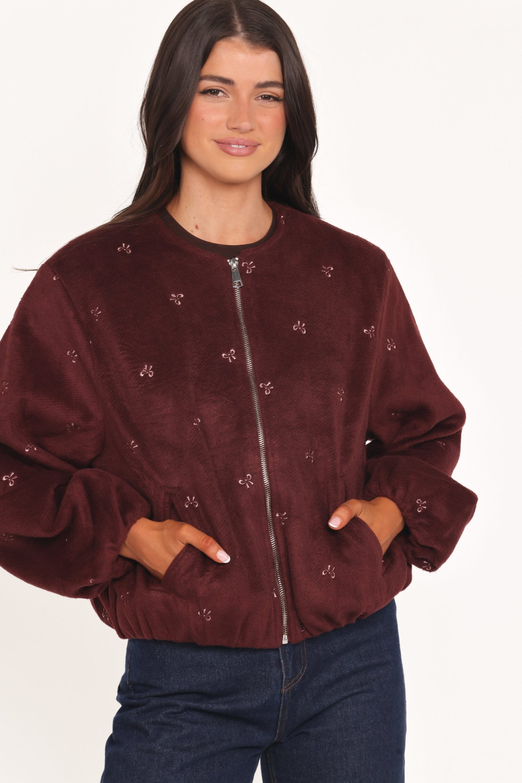 Marla Cropped Bomber - Cherry - Image 6