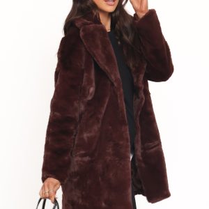 Meeka Faux Fur Jacket - Burgundy