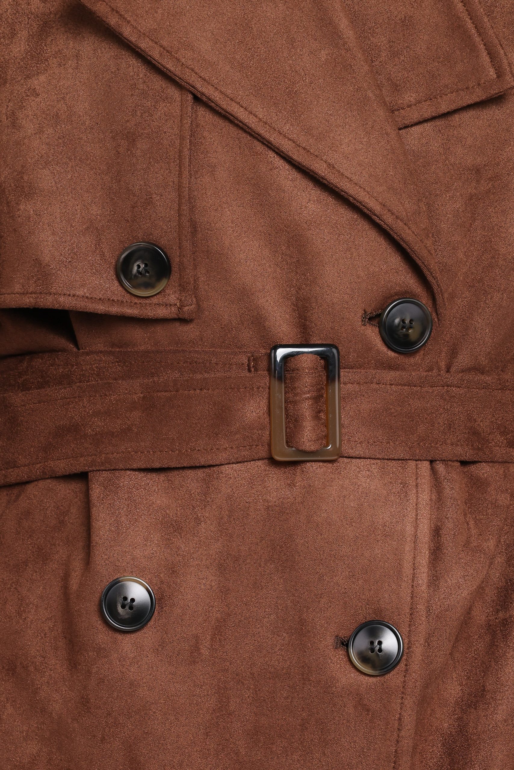 Micha Faux Suede Trench Coat - Brown - Image 7