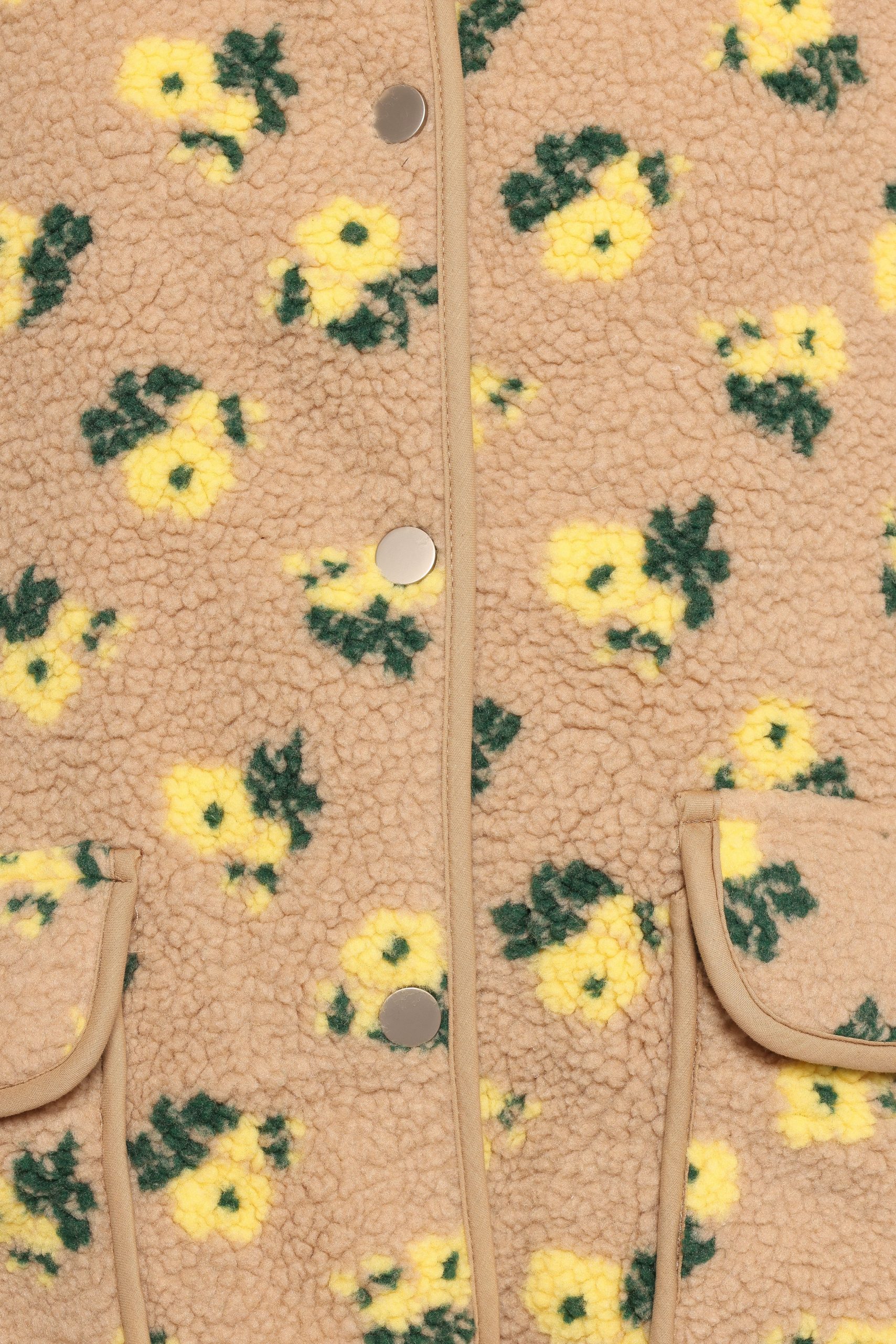 Roux Flower Print Shearling Jacket - Taupe - Image 11