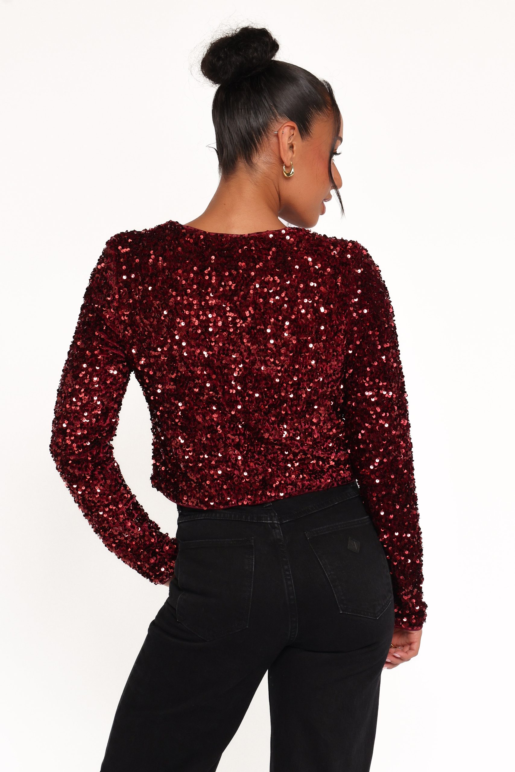 Scarlette Cropped Jacket - Burgundy Sequin - Image 5
