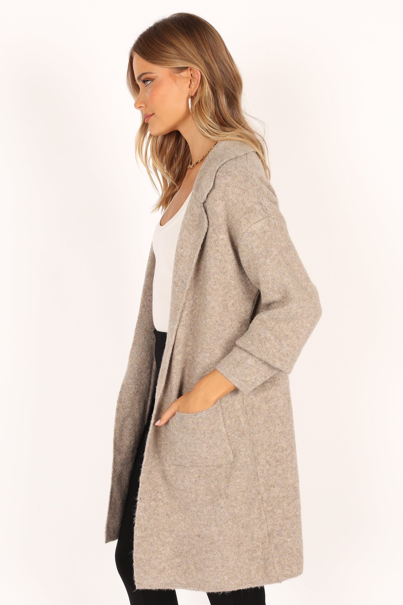 Skylar Open Front Coatigan - Taupe - Image 7
