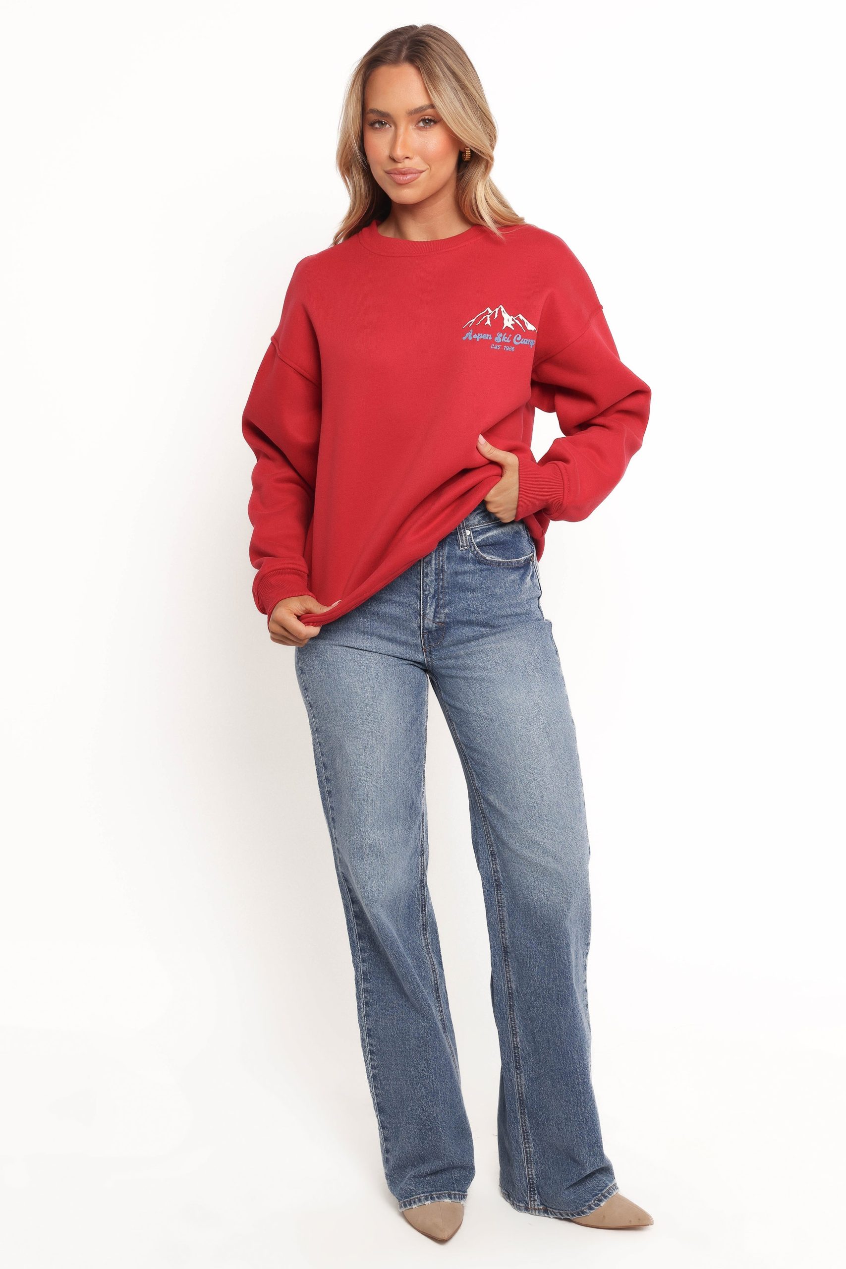 Torie Apres Ski Camp Sweatshirt - Cherry - Image 7