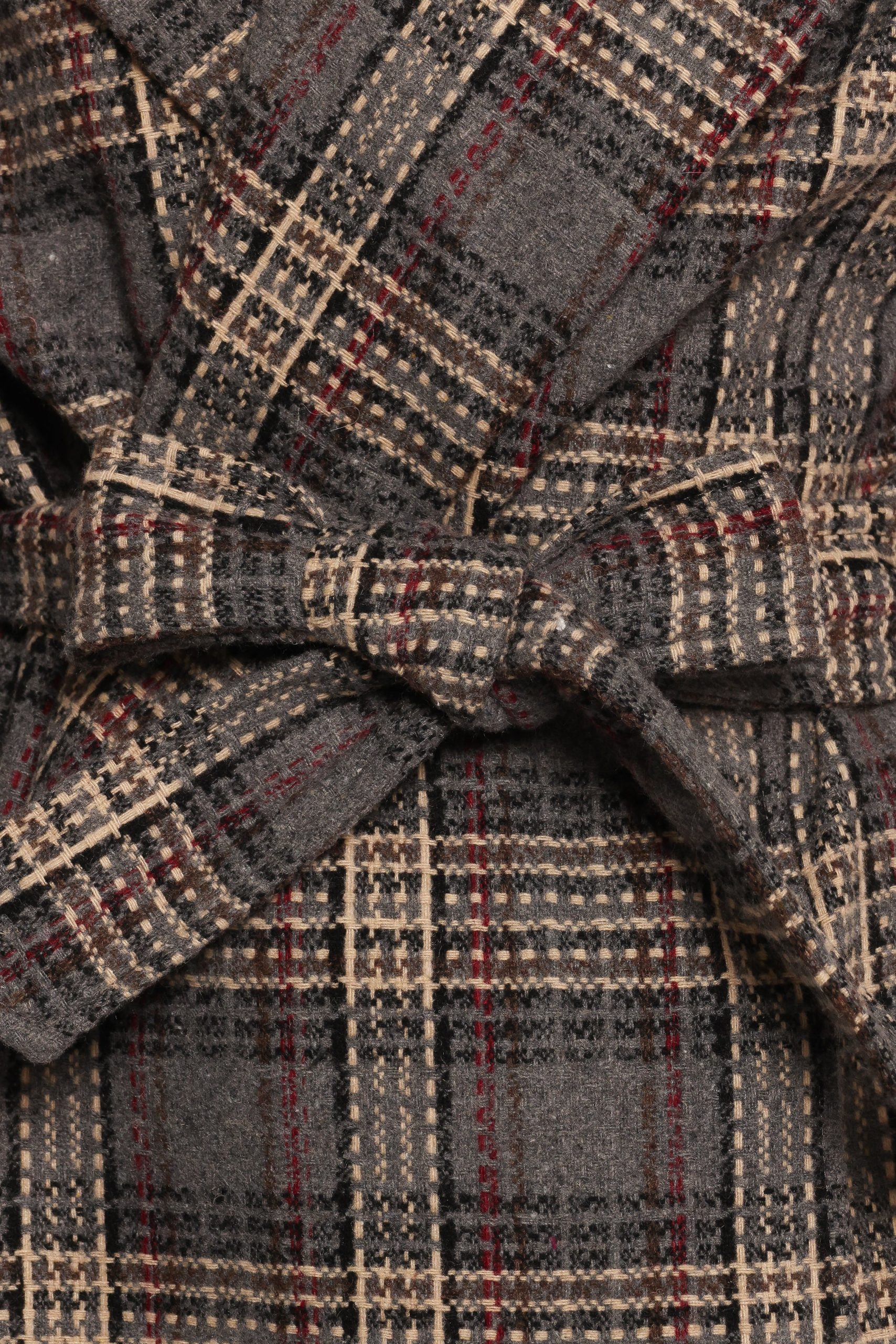 Torie Waist Tie Long Coat - Grey Check - Image 10