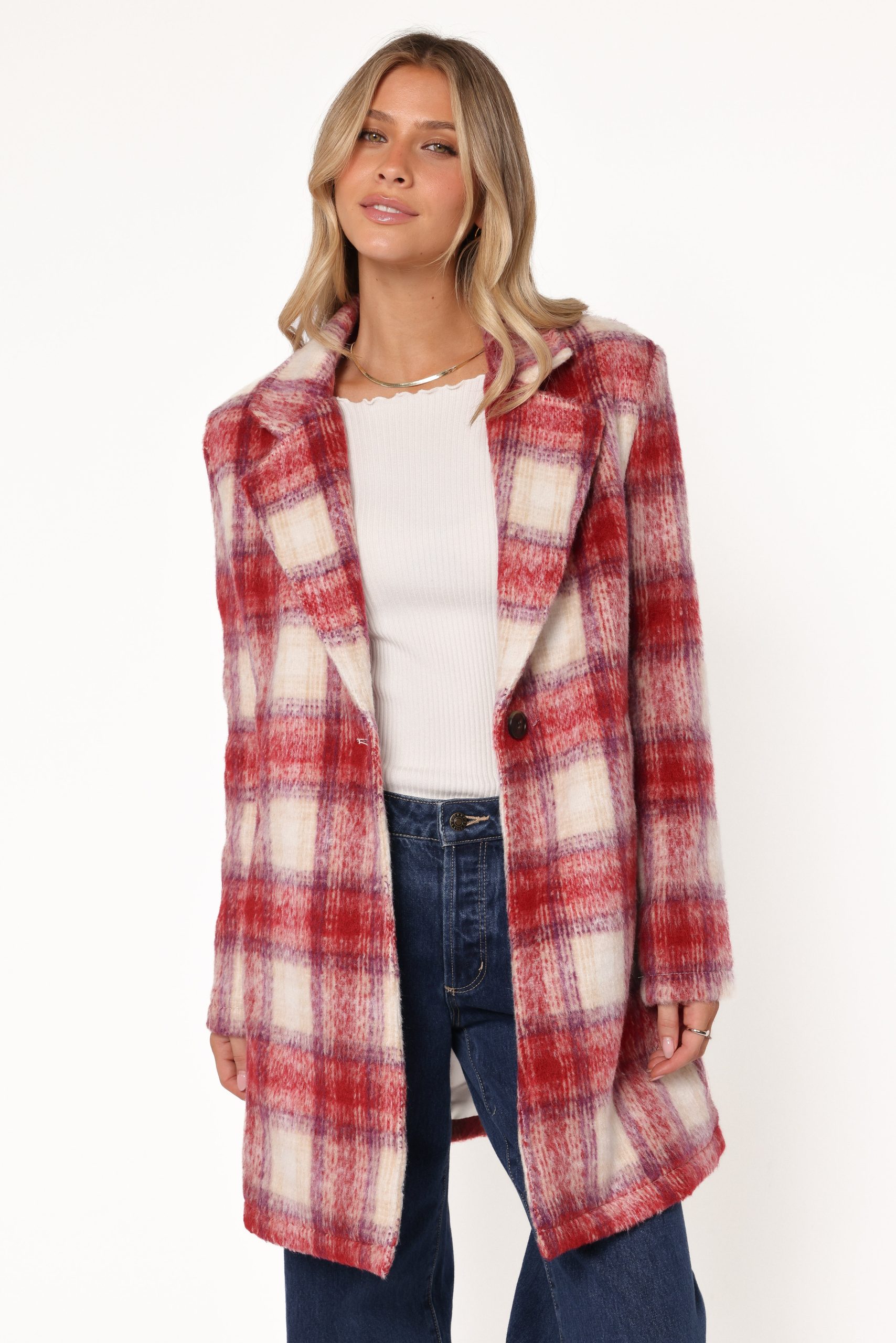 Travistine Long Plaid Coat - Pink - Image 7
