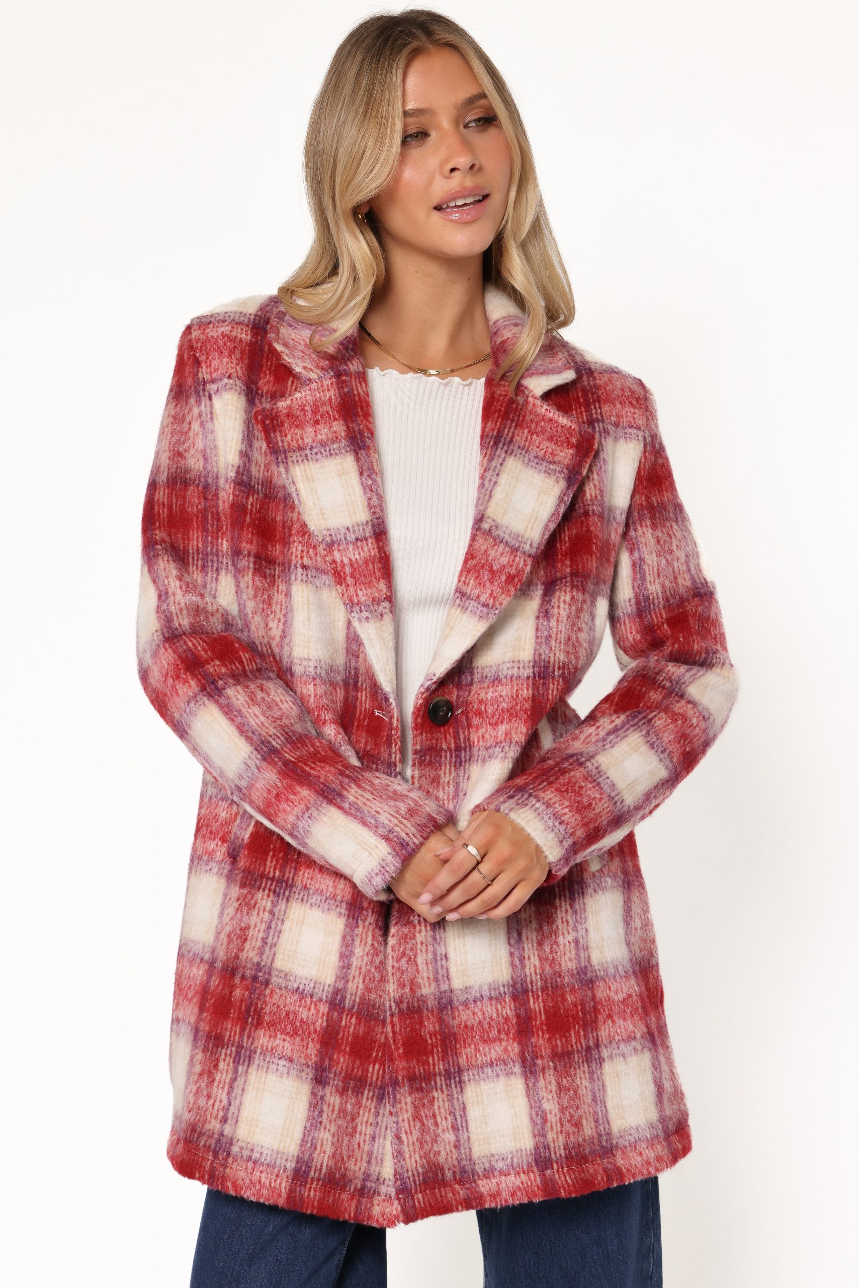 Travistine Long Plaid Coat - Pink - Image 6