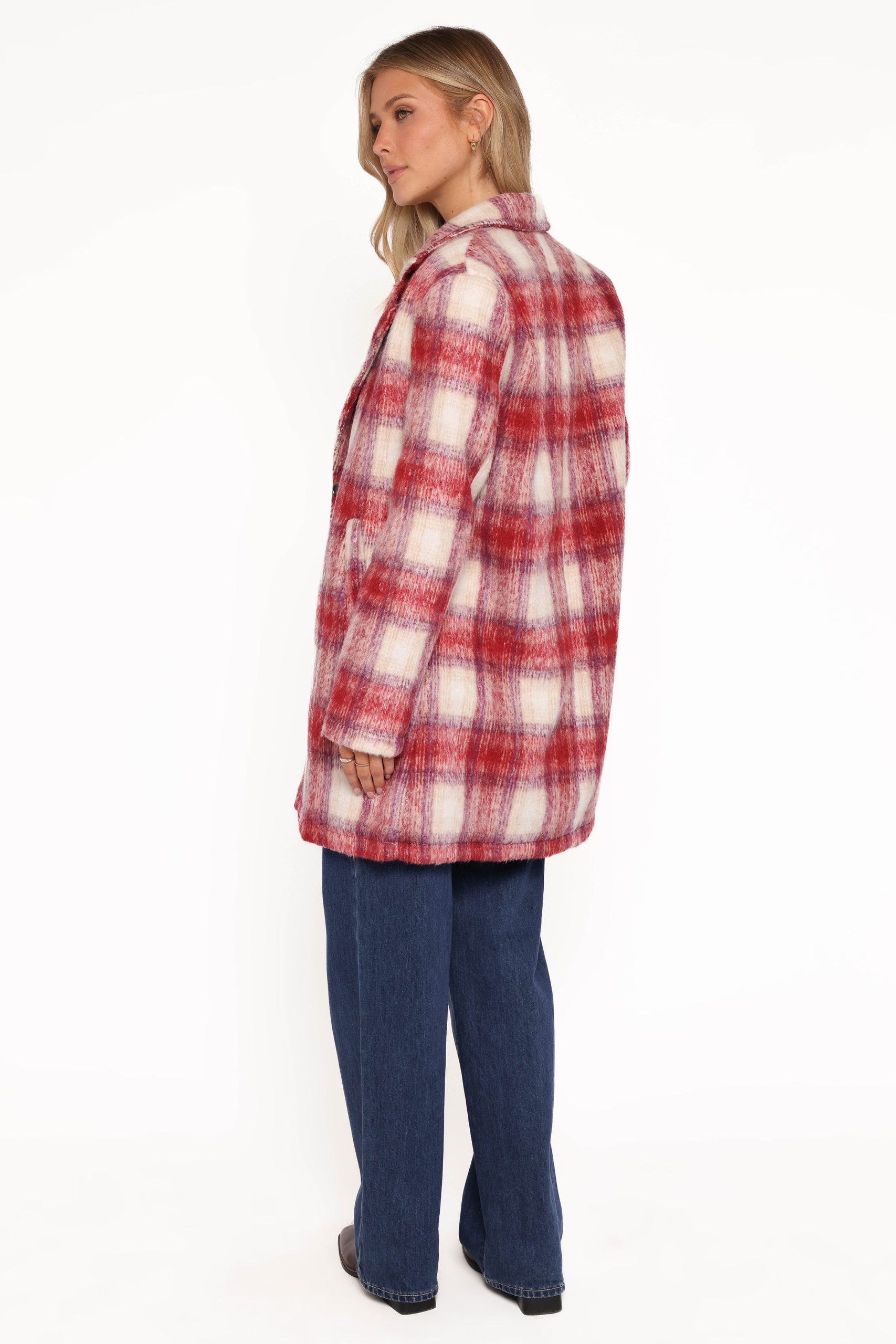 Travistine Long Plaid Coat - Pink - Image 4