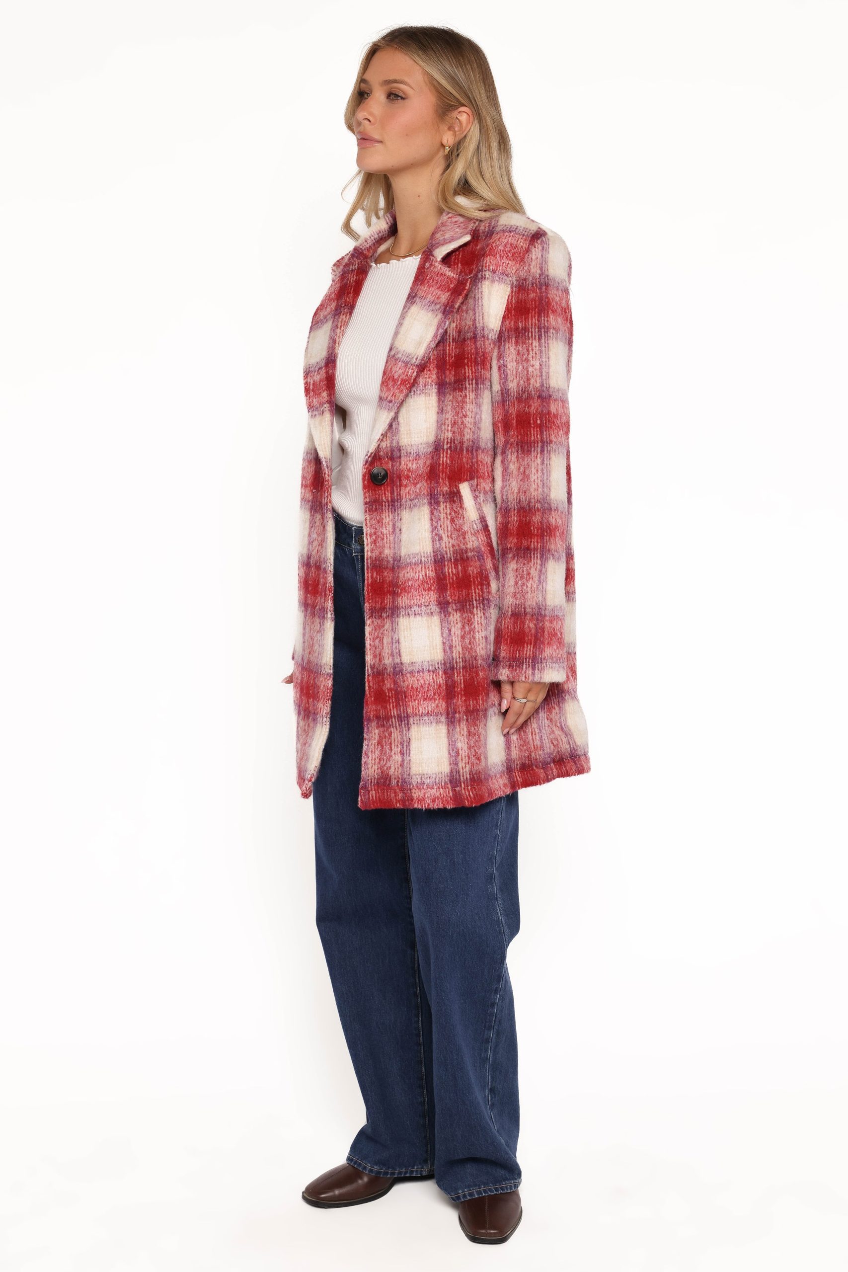 Travistine Long Plaid Coat - Pink - Image 3