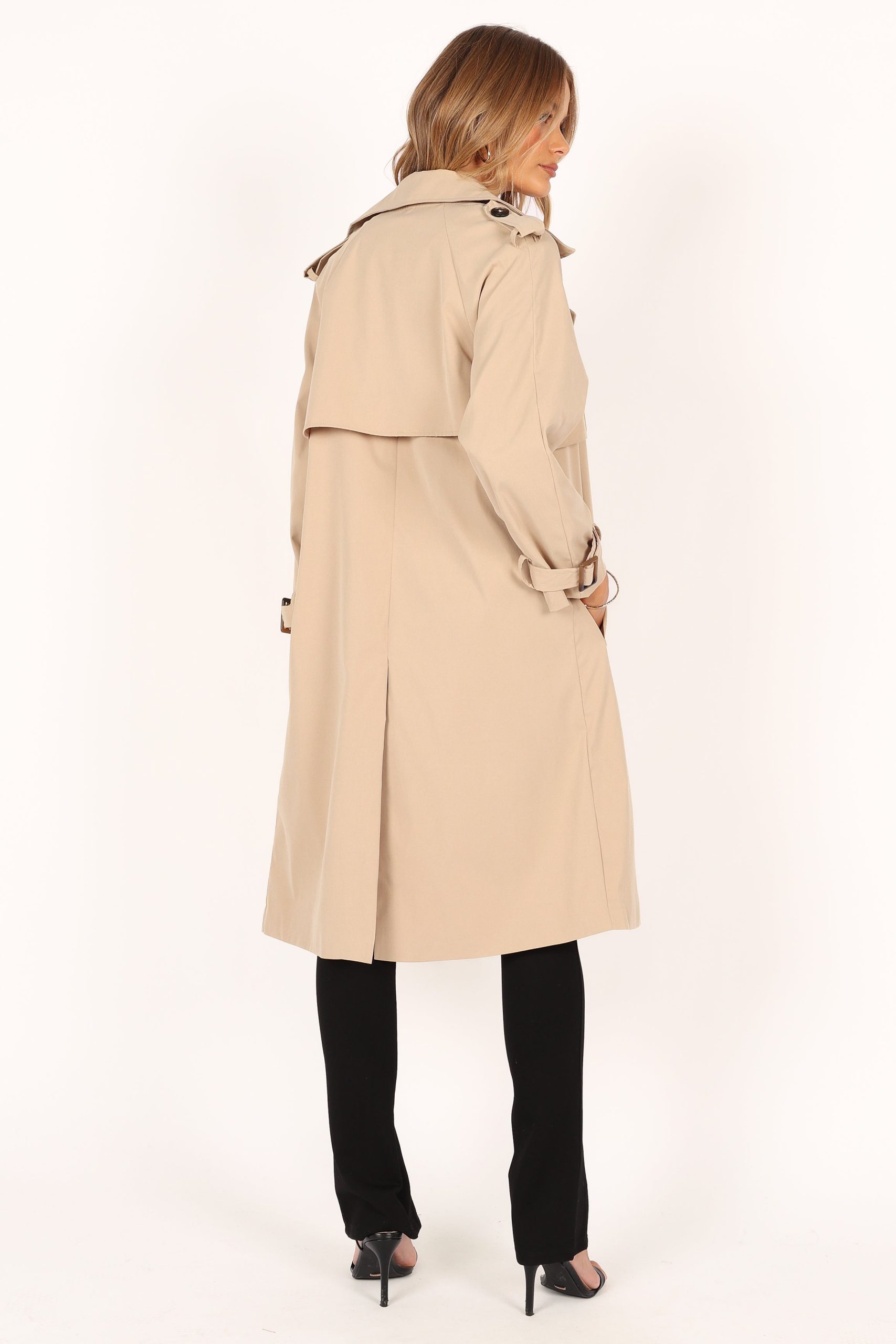 Trina Button Front Trench Coat - Beige - Image 11