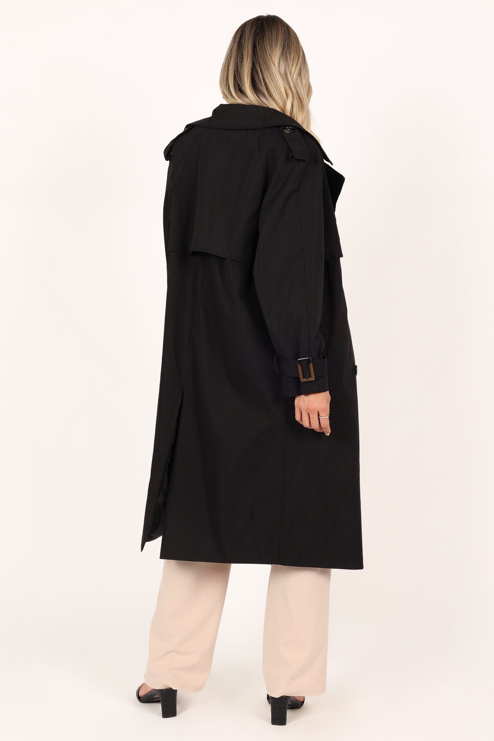 Trina Button Front Trench Coat - Black - Image 6