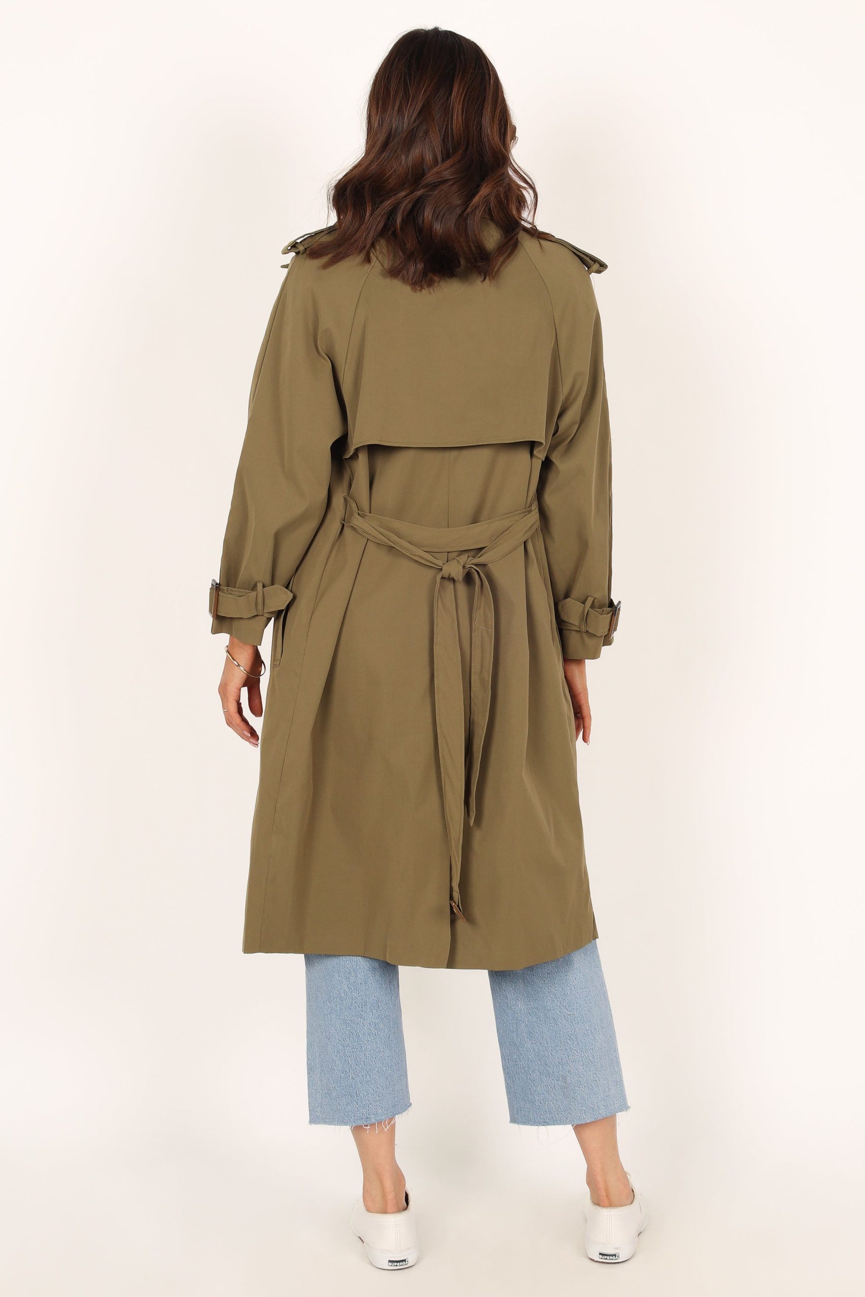 Trina Button Front Trench Coat - Olive - Image 10