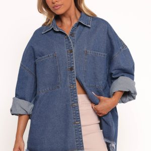 Twiggy Frayed Edge Denim Shacket - Denim