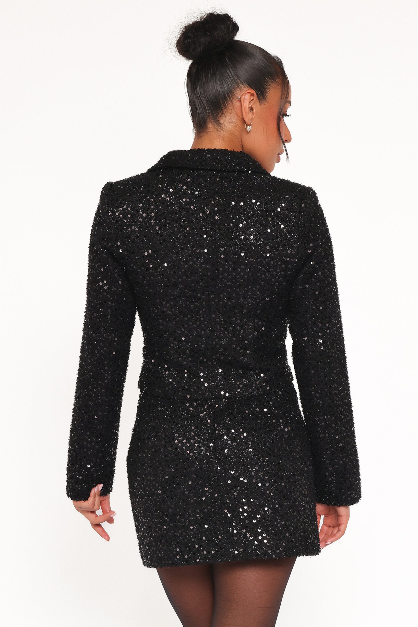 Valentina Cropped Blazer - Black Sequin - Image 4