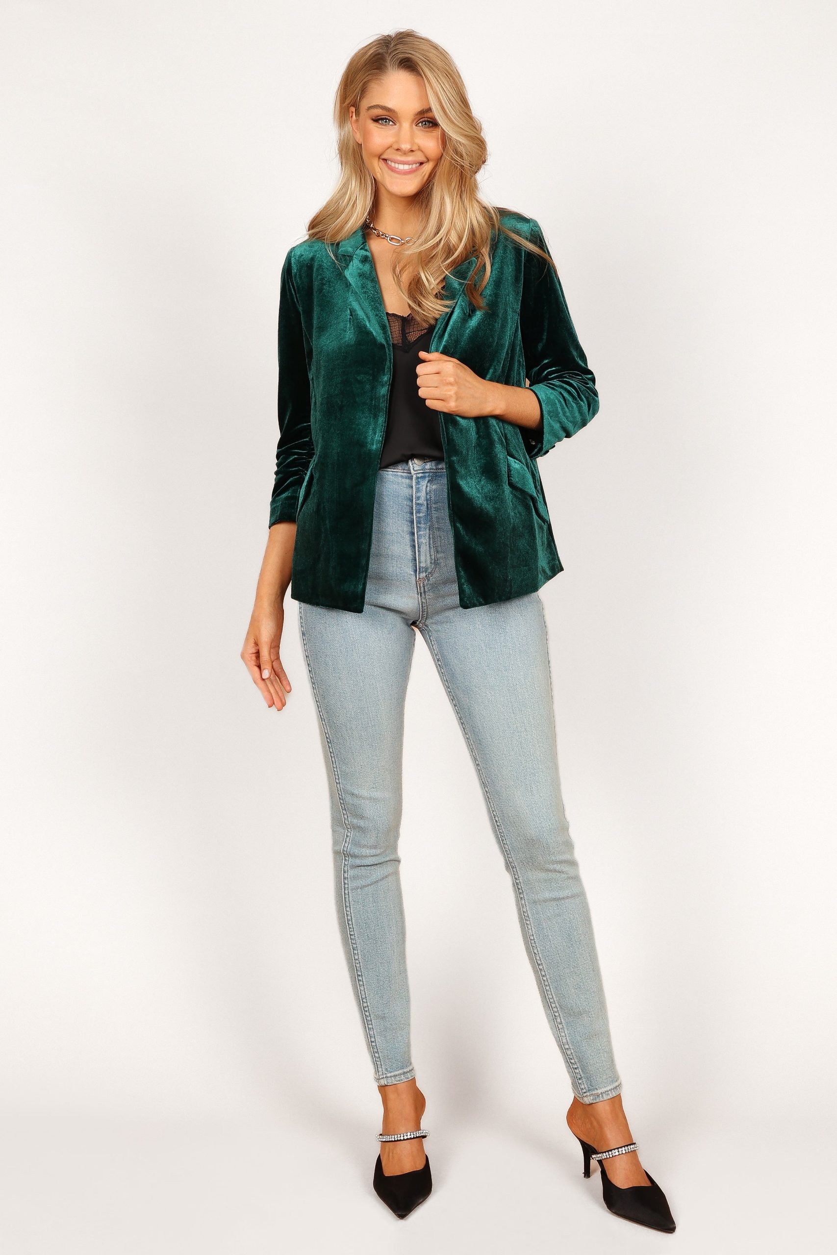 Vera Velvet Blazer - Green - Image 8