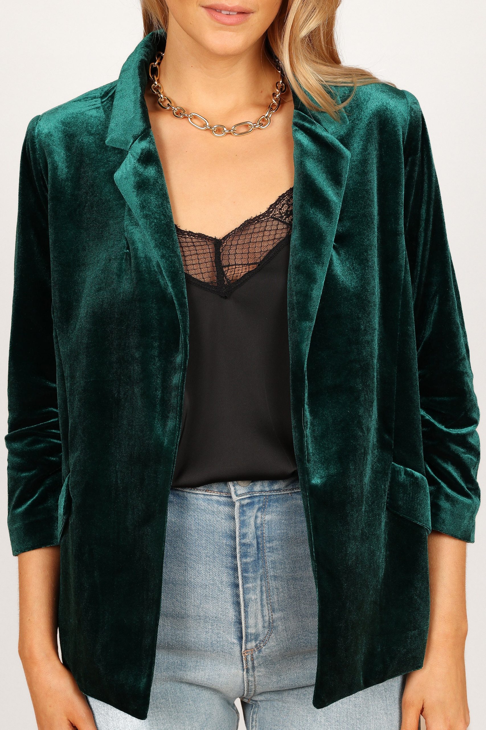 Vera Velvet Blazer - Green - Image 9
