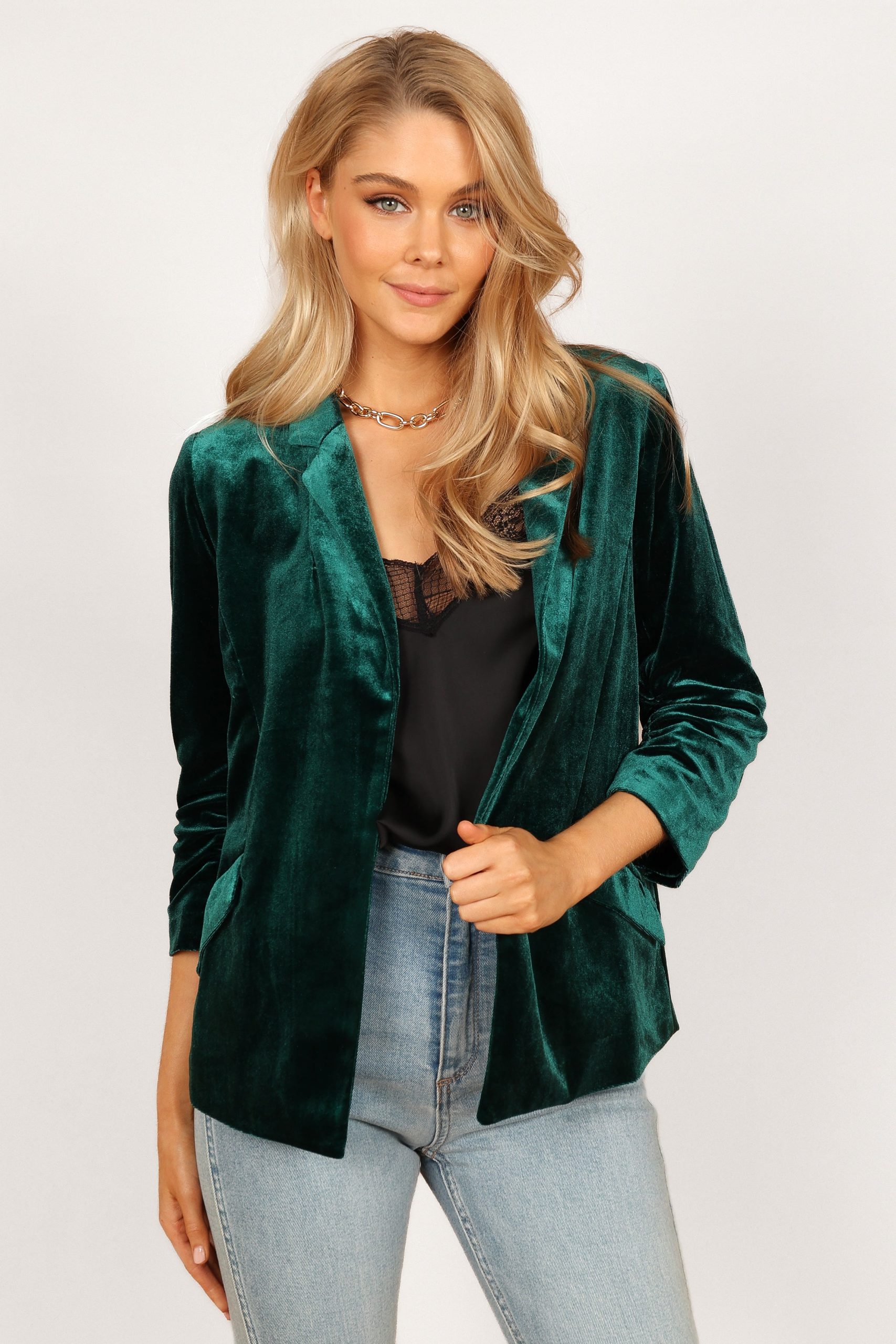 Vera Velvet Blazer - Green - Image 7
