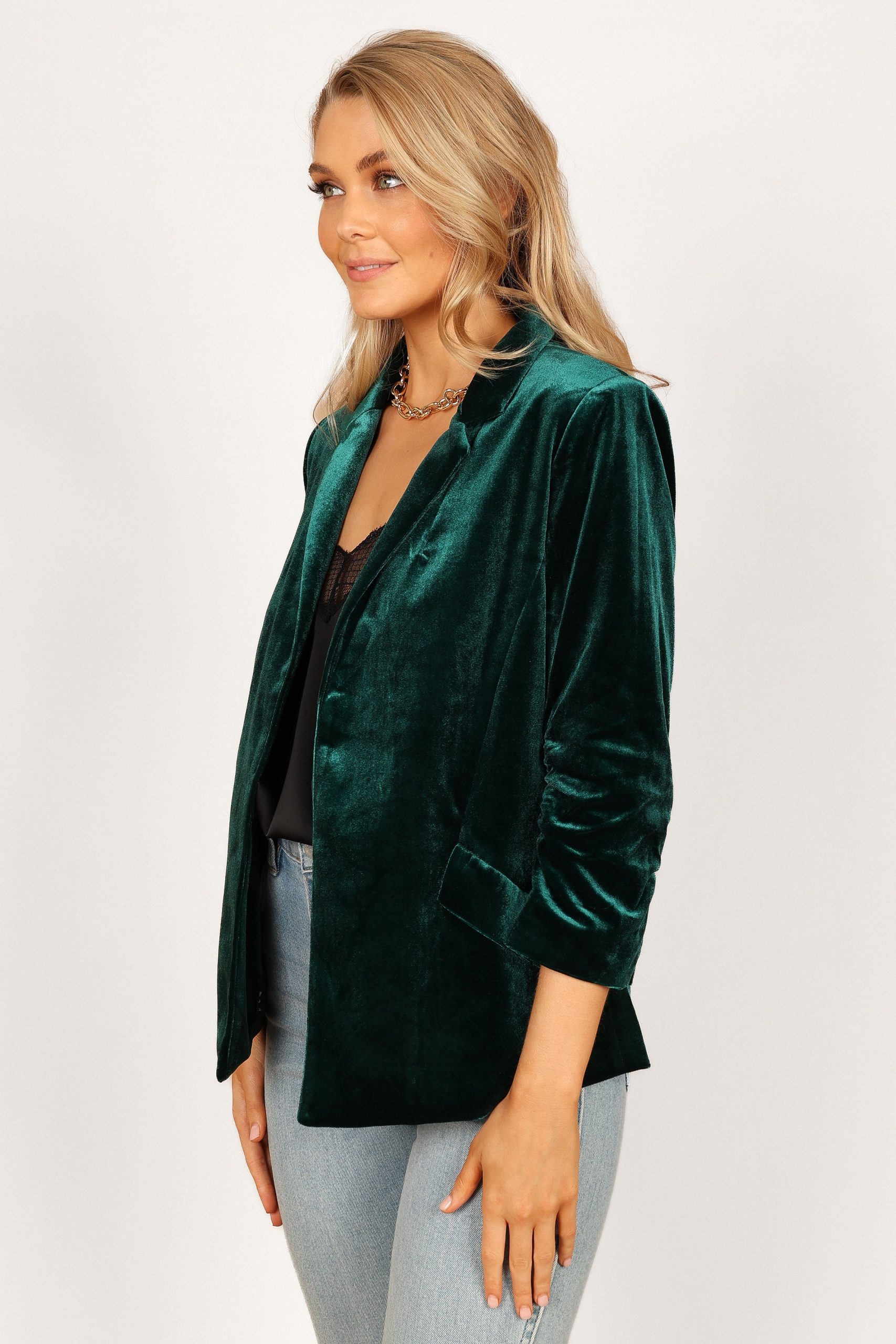 Vera Velvet Blazer - Green - Image 6