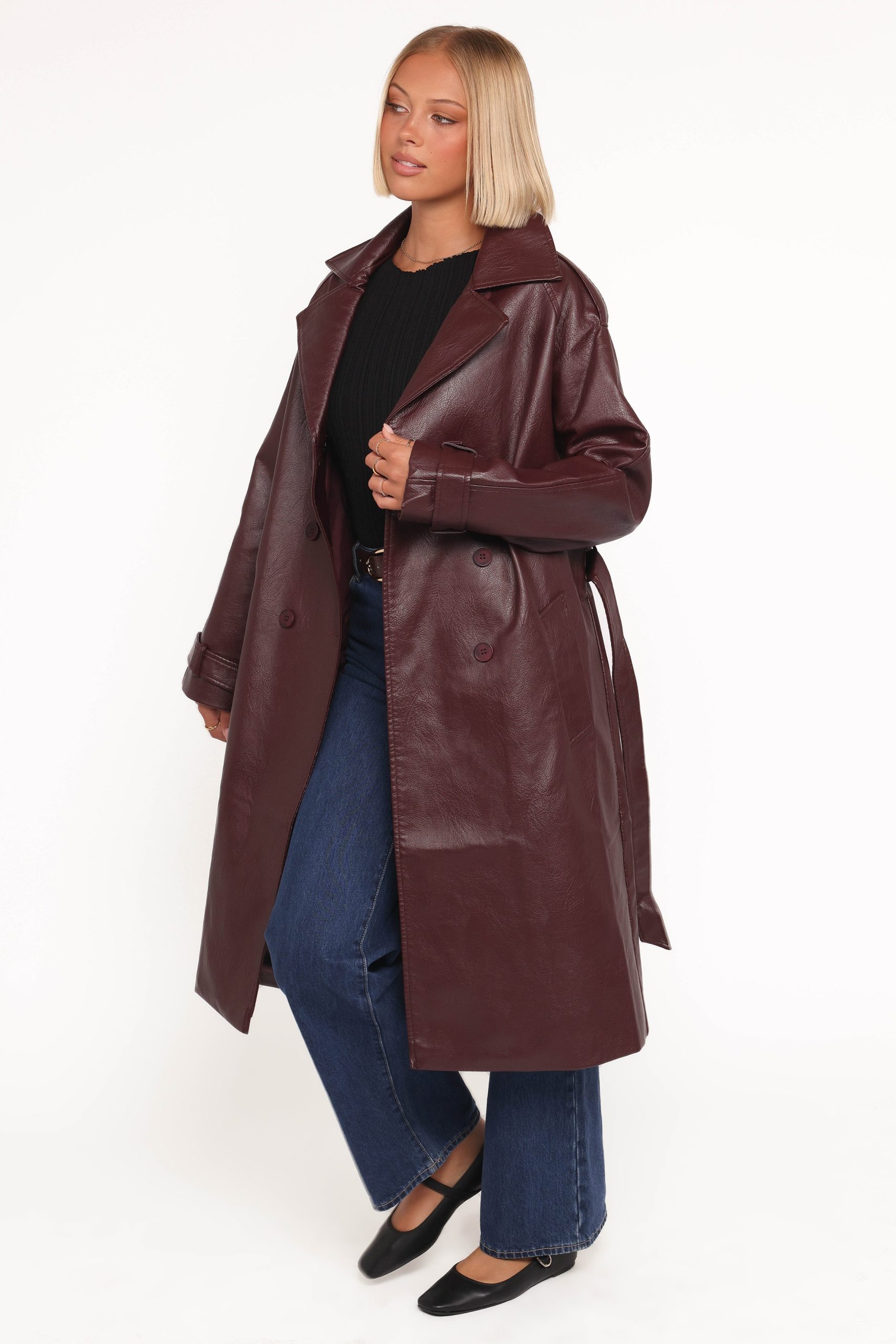 Vita Faux Leather Jacket - Burgundy - Image 4
