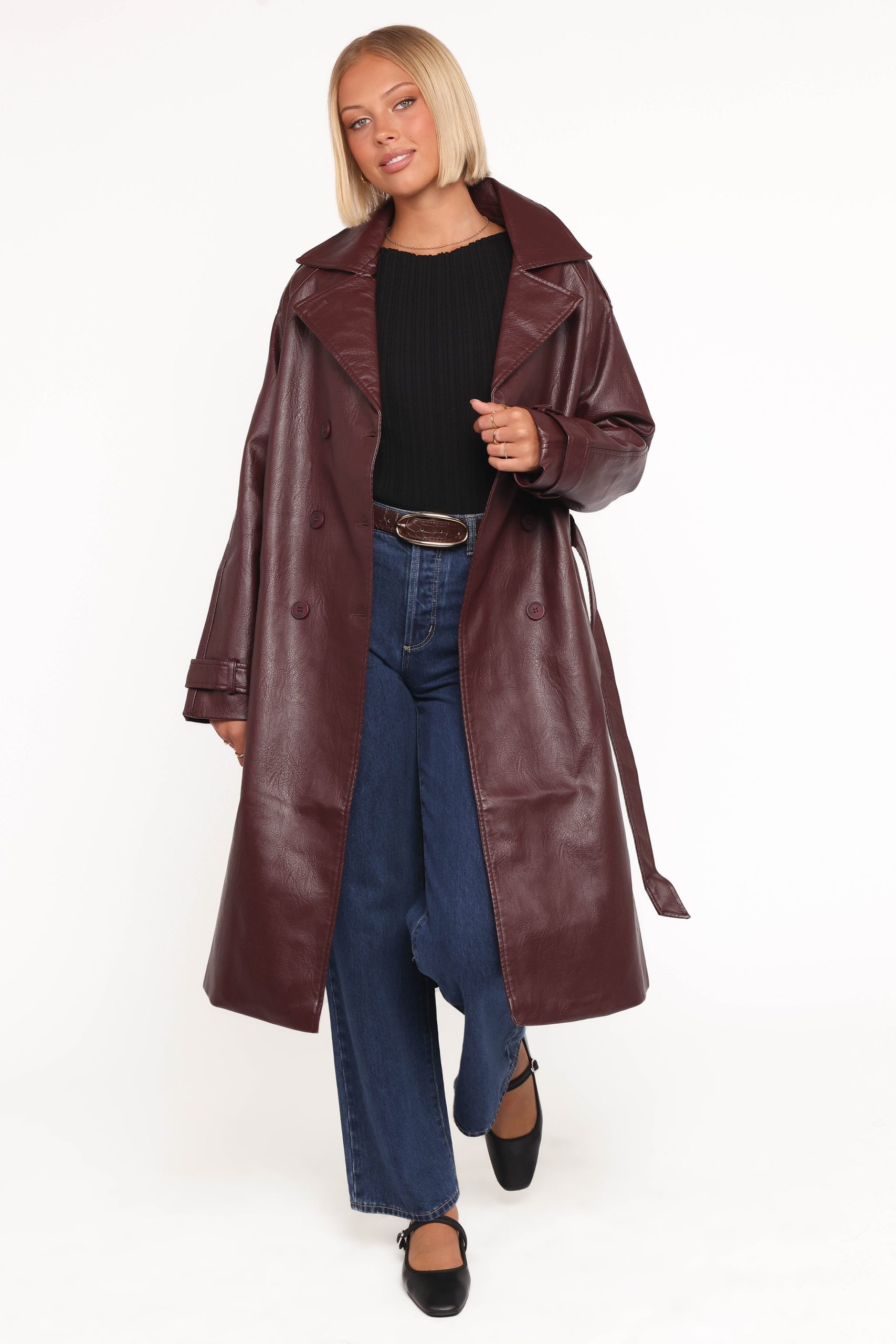 Vita Faux Leather Jacket - Burgundy - Image 2