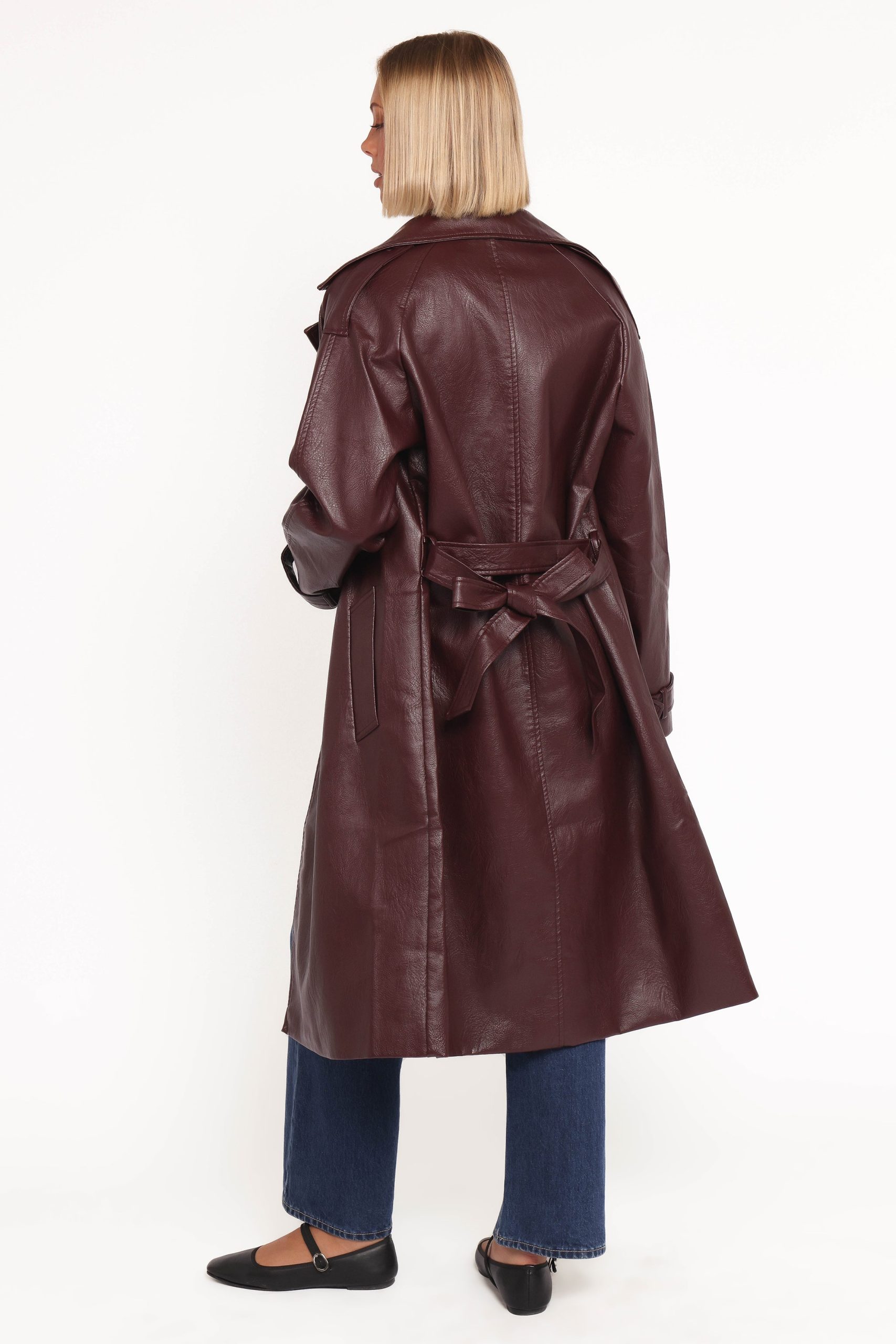 Vita Faux Leather Jacket - Burgundy - Image 3