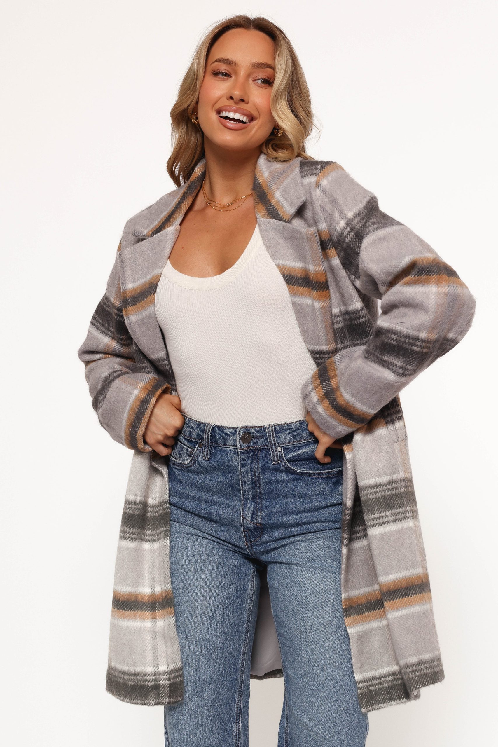 Zella Long Coat - Grey Multi - Image 2