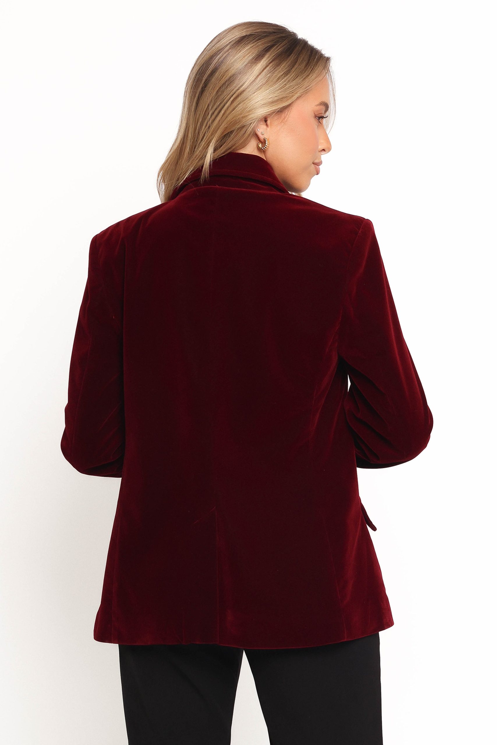 Zpya Single Button Velvet Blazer - Berry - Image 4